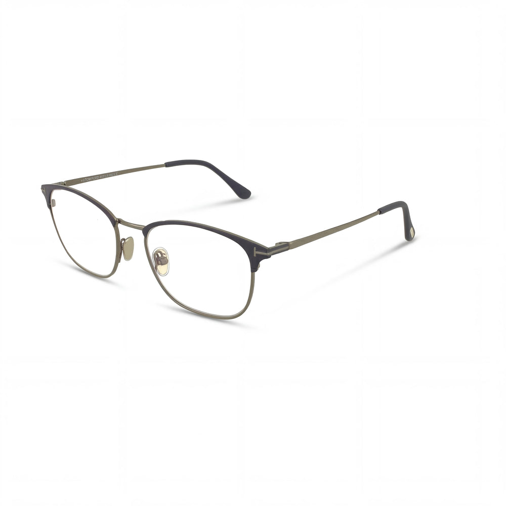 Gafas de sol Tom Ford FT5750-B para hombre, de metal, con protección contra la luz azul, en azul mate brillante y rutenio oscuro, 54 mm