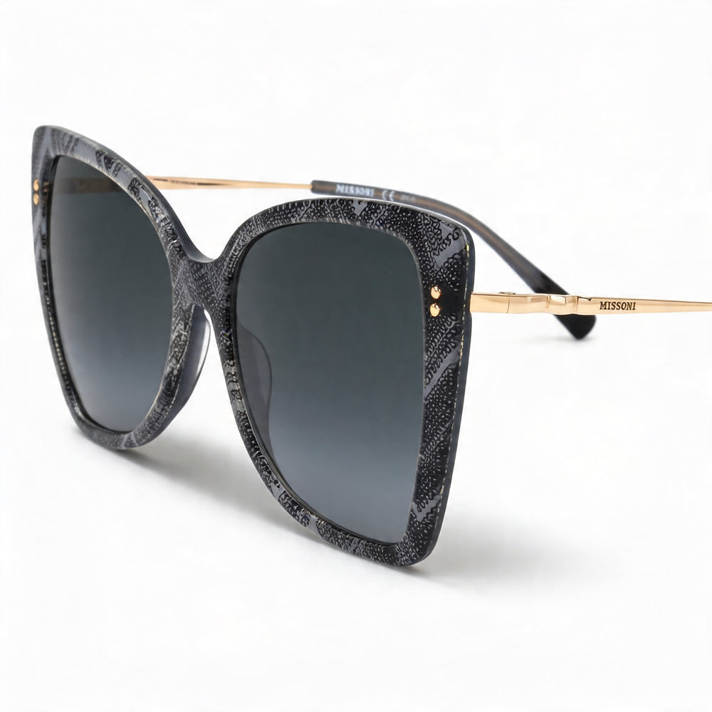Gafas de sol M Missoni clásicas para mujer, de acetato, diseño blanco y negro, con protección UV, sin polarizar, 58 mm