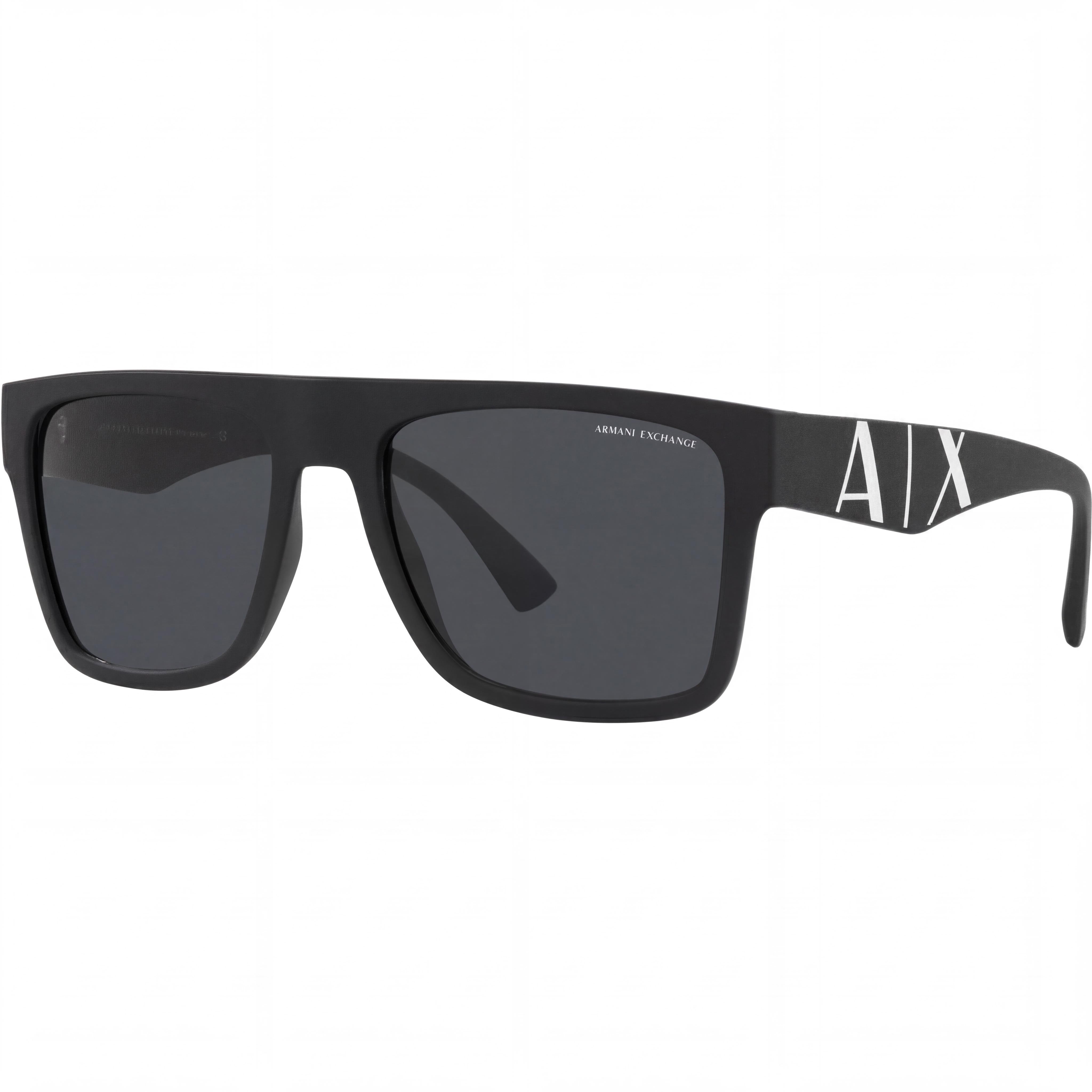 A|X Armani Exchange Gafas de Sol de Plástico Negro Mate Minimalistas Modernas para Hombre con Cristales Gris Oscuro de 55 mm, Photo 1