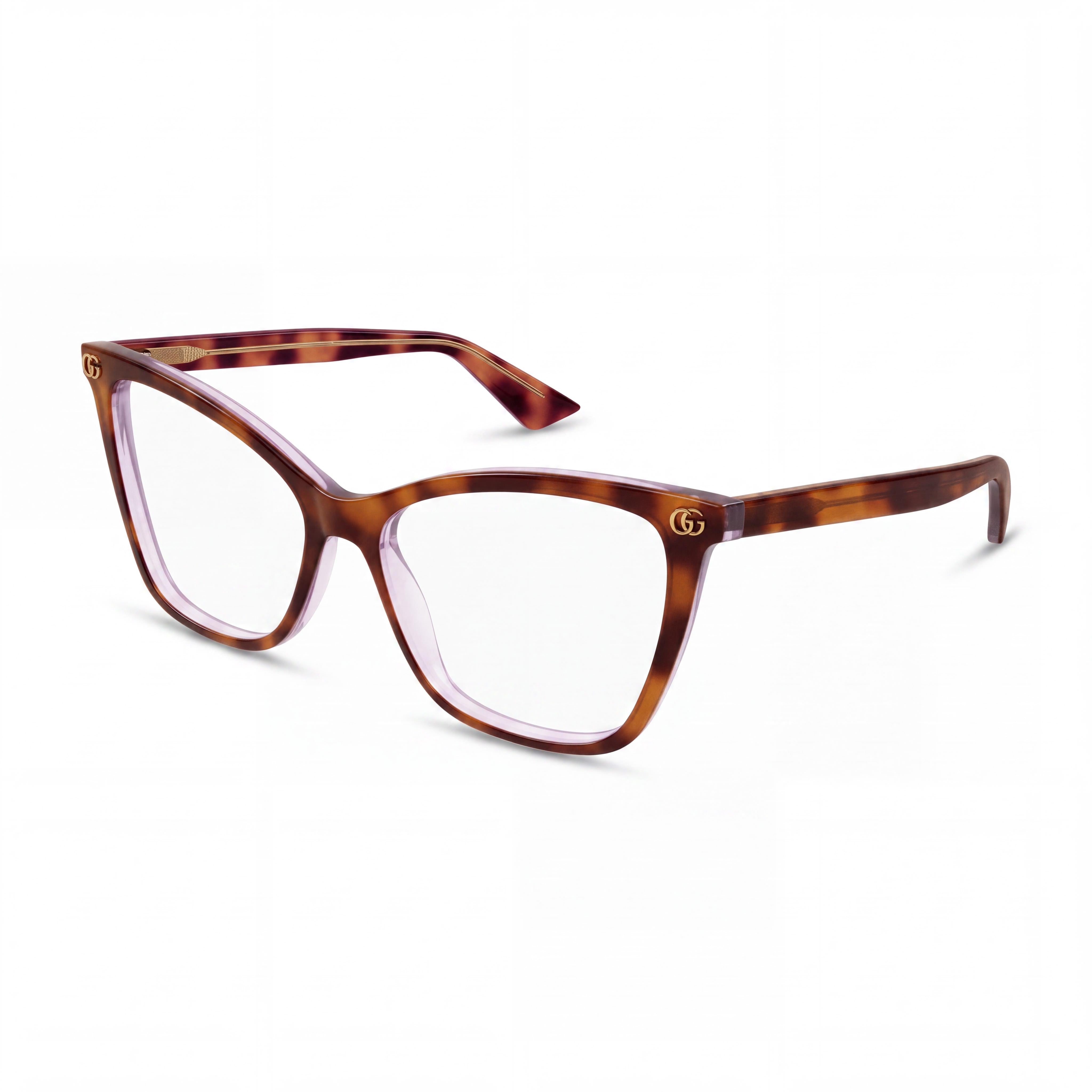 Gucci GG1817O Women's Havana Transparent Plastic Frame Eyewear with Multicolor Lenses, Size 55-16-140, Photo 1