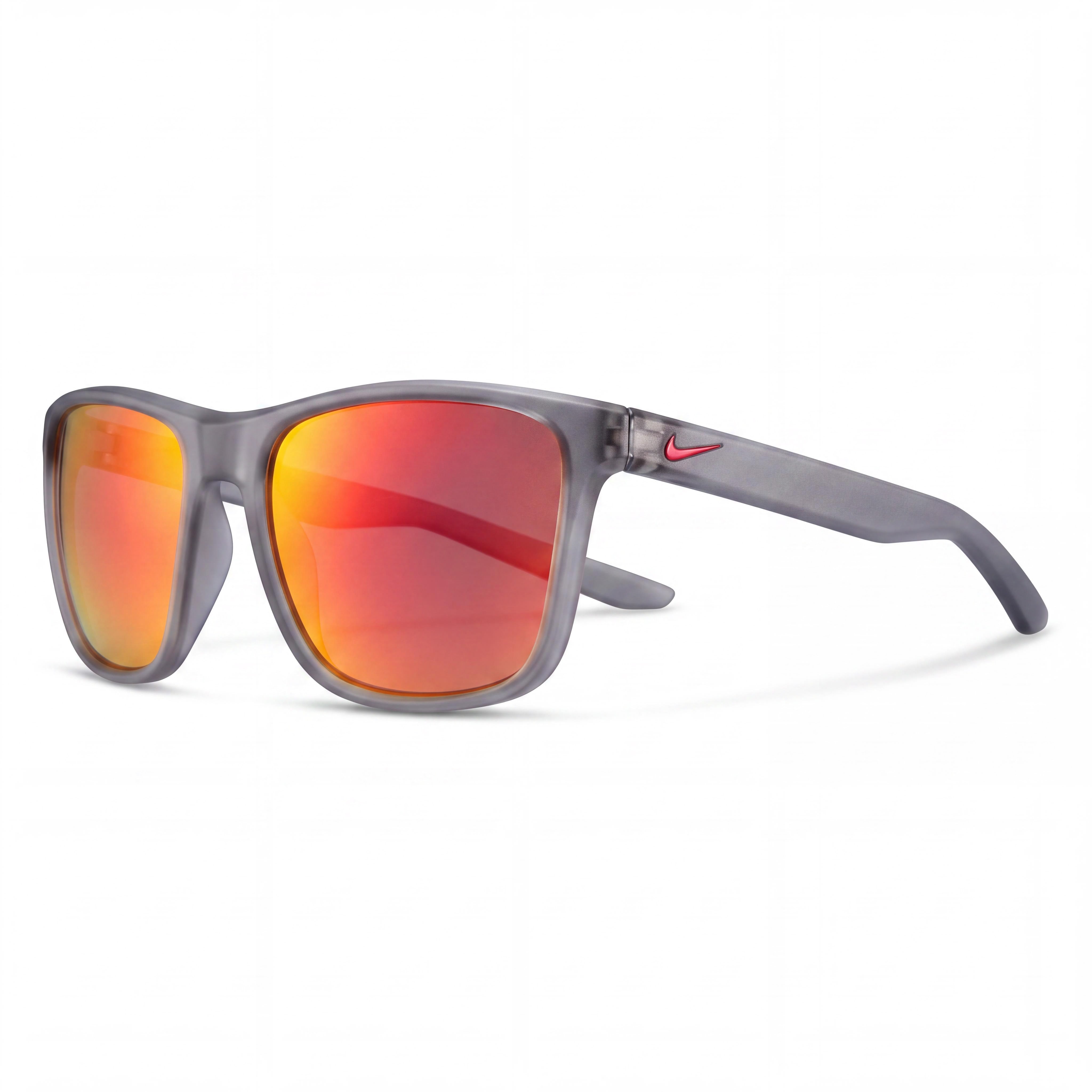 Nike Essential Endeavor Unisex Plastic Sunglasses Wine Red Frame Grey with Red Mirror Lenses UV Protection, Photo 1