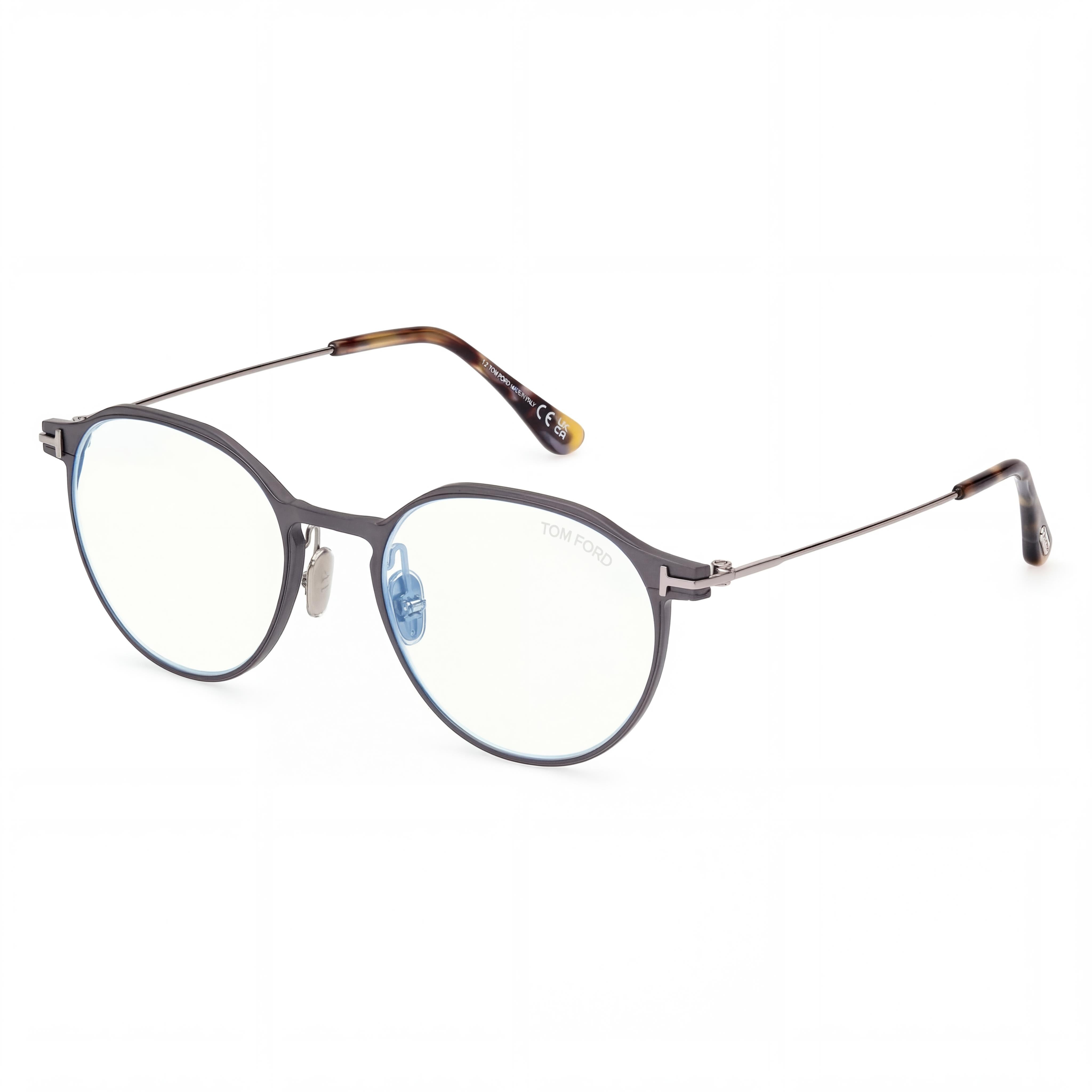 Tom Ford Ft5866-b Men's Blue Light Magnesium Frames Matte Dark Ruthenium, Glossy Havana Grey 52-19-145, Photo 1