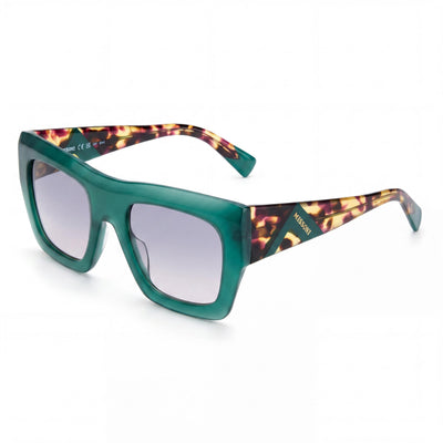M Missoni Modern Women's Acetate Full Rim Flat Top UV Protected Sunglasses with Plastic Lenses Green Havana 52mm