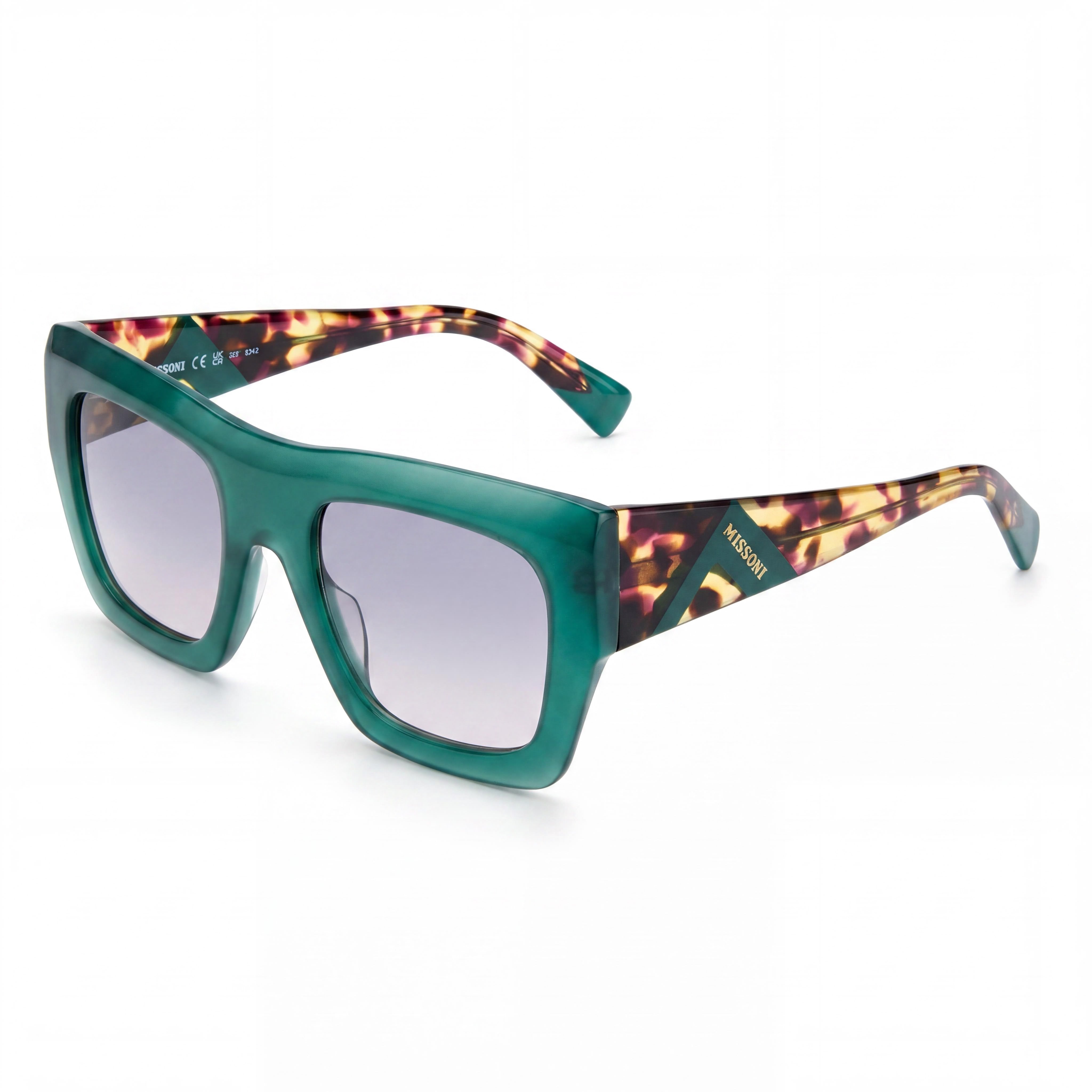 M Missoni Modern Women's Acetate Full Rim Flat Top UV Protected Sunglasses with Plastic Lenses Green Havana 52mm, Photo 1
