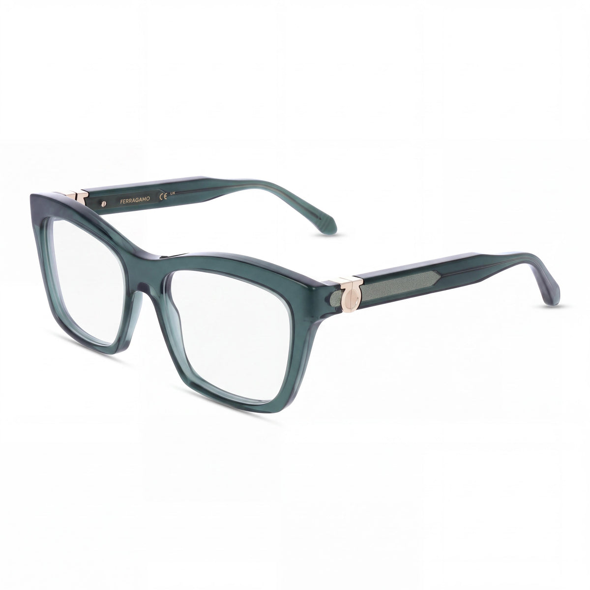 Gafas Ferragamo Sf3022 de acetato transparente color caqui para hombre, con lentes de policarbonato sin graduación, 53 mm de ancho de lente, Photo 1