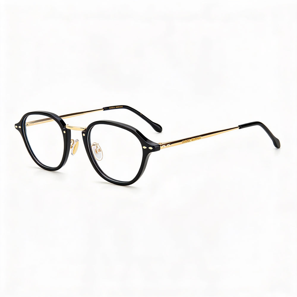 Gafas de sol Isabel Marant Modern para mujer, montura de poliamida negra y dorada con lentes de policarbonato a juego, 49 mm