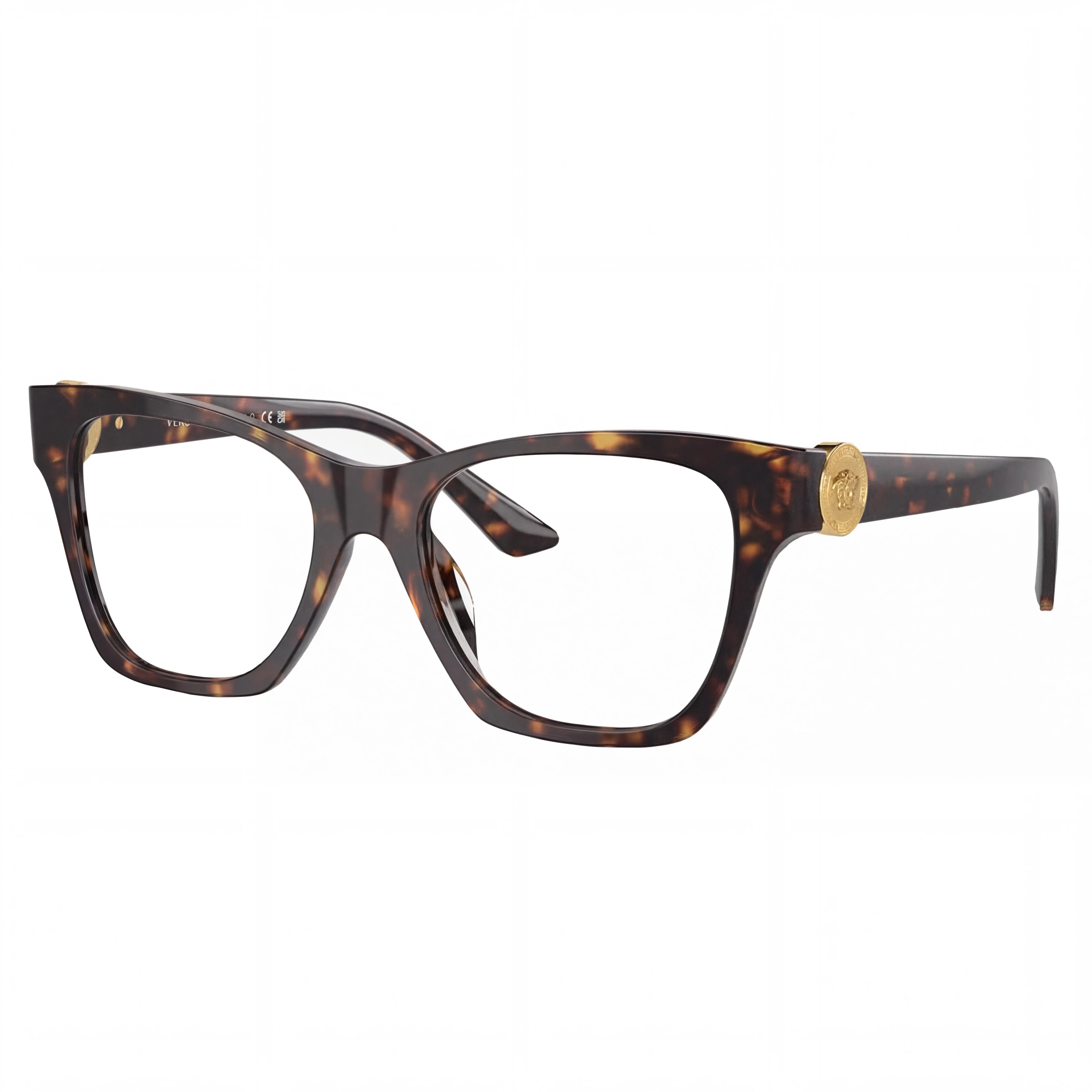 Versace 0VE3341U Eyeglasses for Women, Havana Color, Plastic Frame Material, Size 52-18-145mm, Photo 1