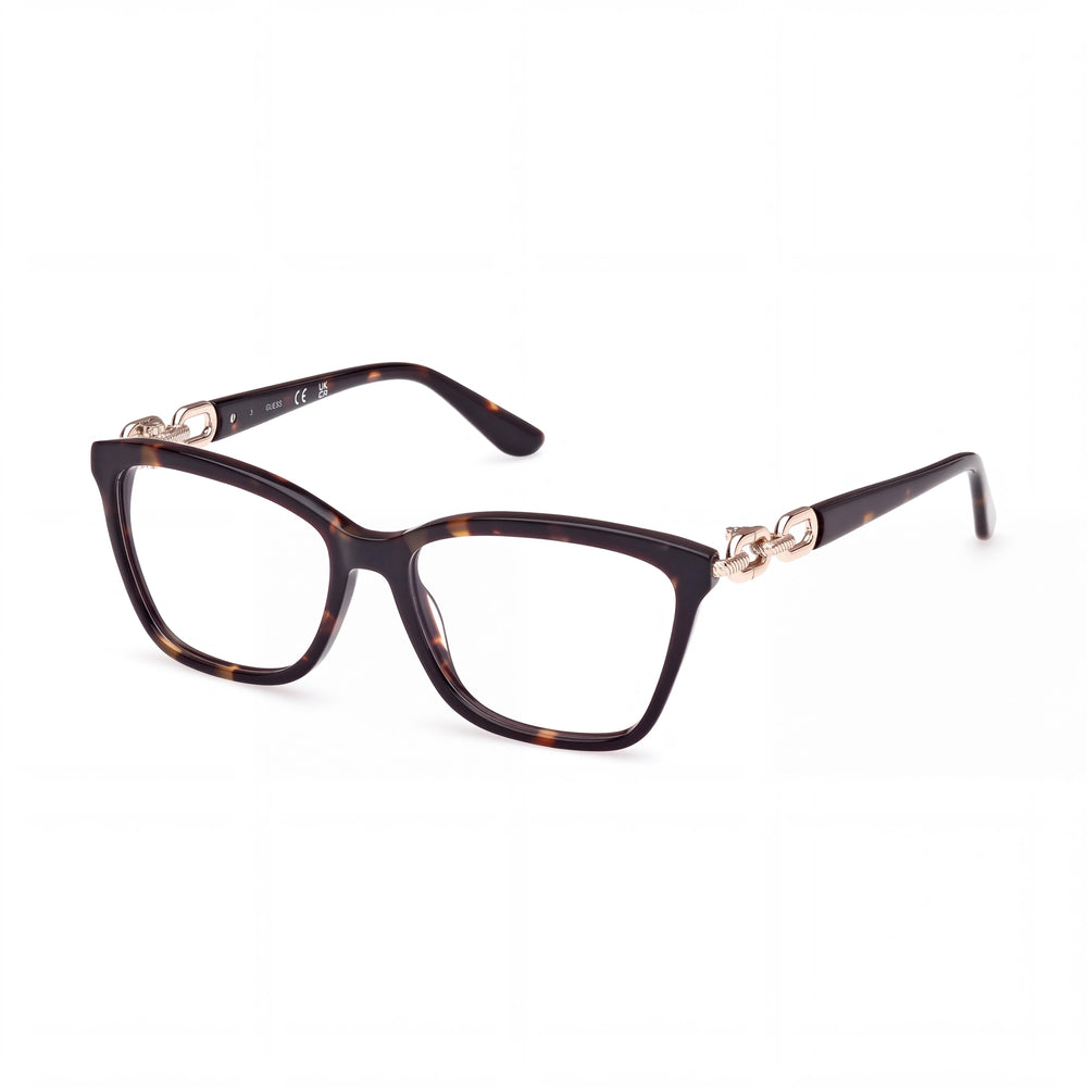 GUESS Clásico Women's Dark Havana Plastic Frame Eyewear with Black Polycarbonate Lenses, 54mm Lens, 15mm Bridge, 135mm Temples