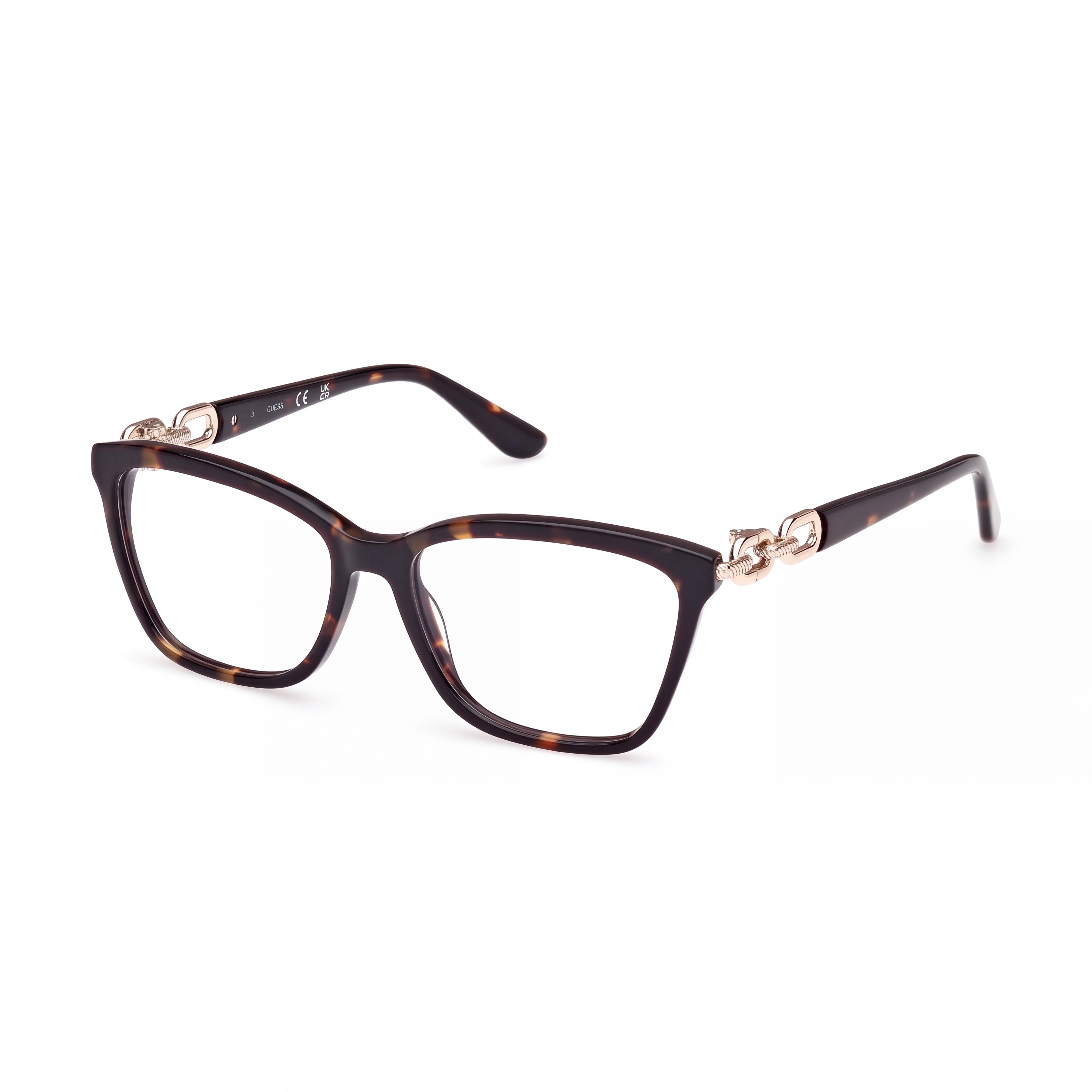 GUESS Clásico Women's Dark Havana Plastic Frame Eyewear with Black Polycarbonate Lenses, 54mm Lens, 15mm Bridge, 135mm Temples, Photo 1