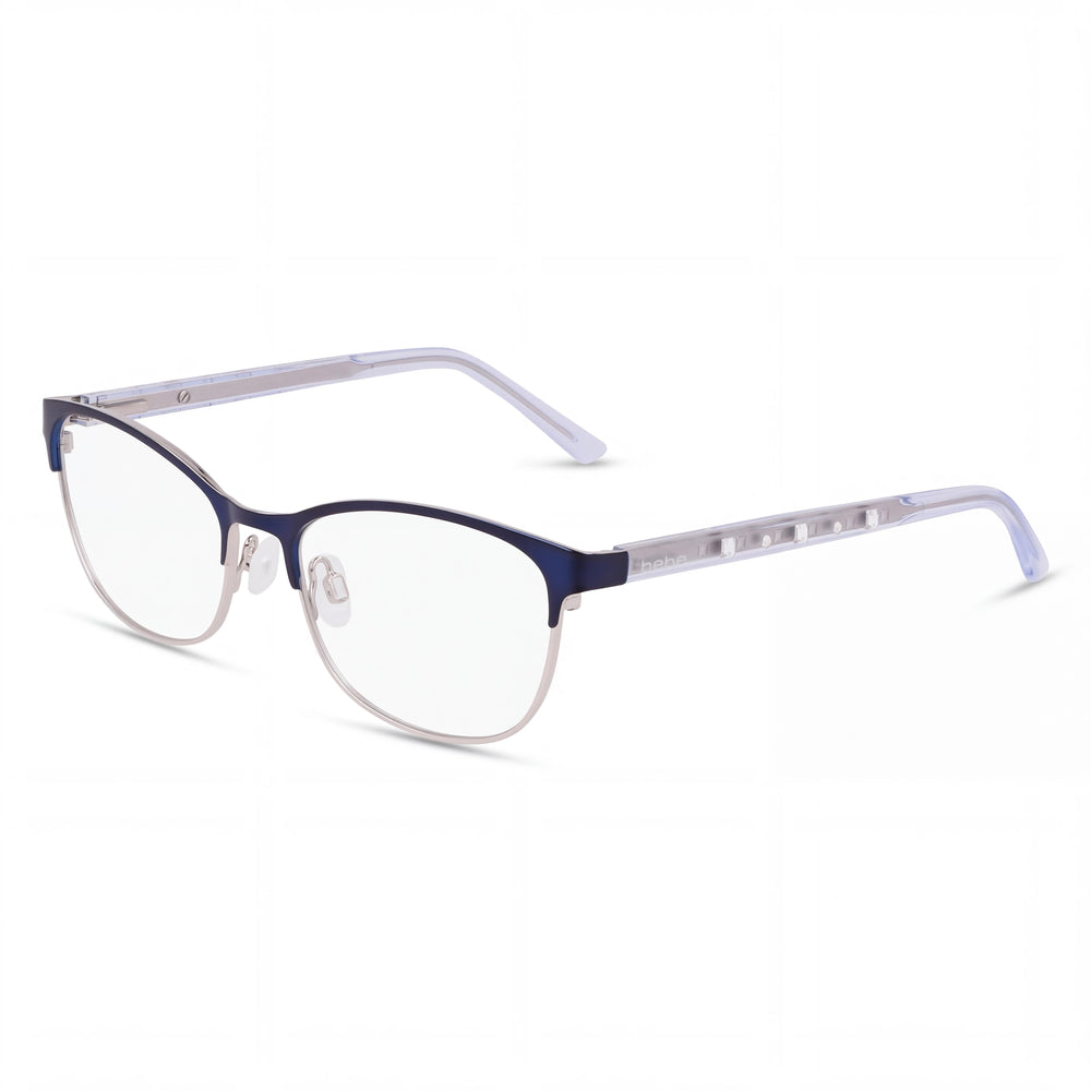 bebe Bb5226 Men's Optical Eyeglasses with Navy Acetate Frame and Clear Polycarbonate Lenses - Lens Width 51mm, Bridge Width 16mm, Temple Length 135mm