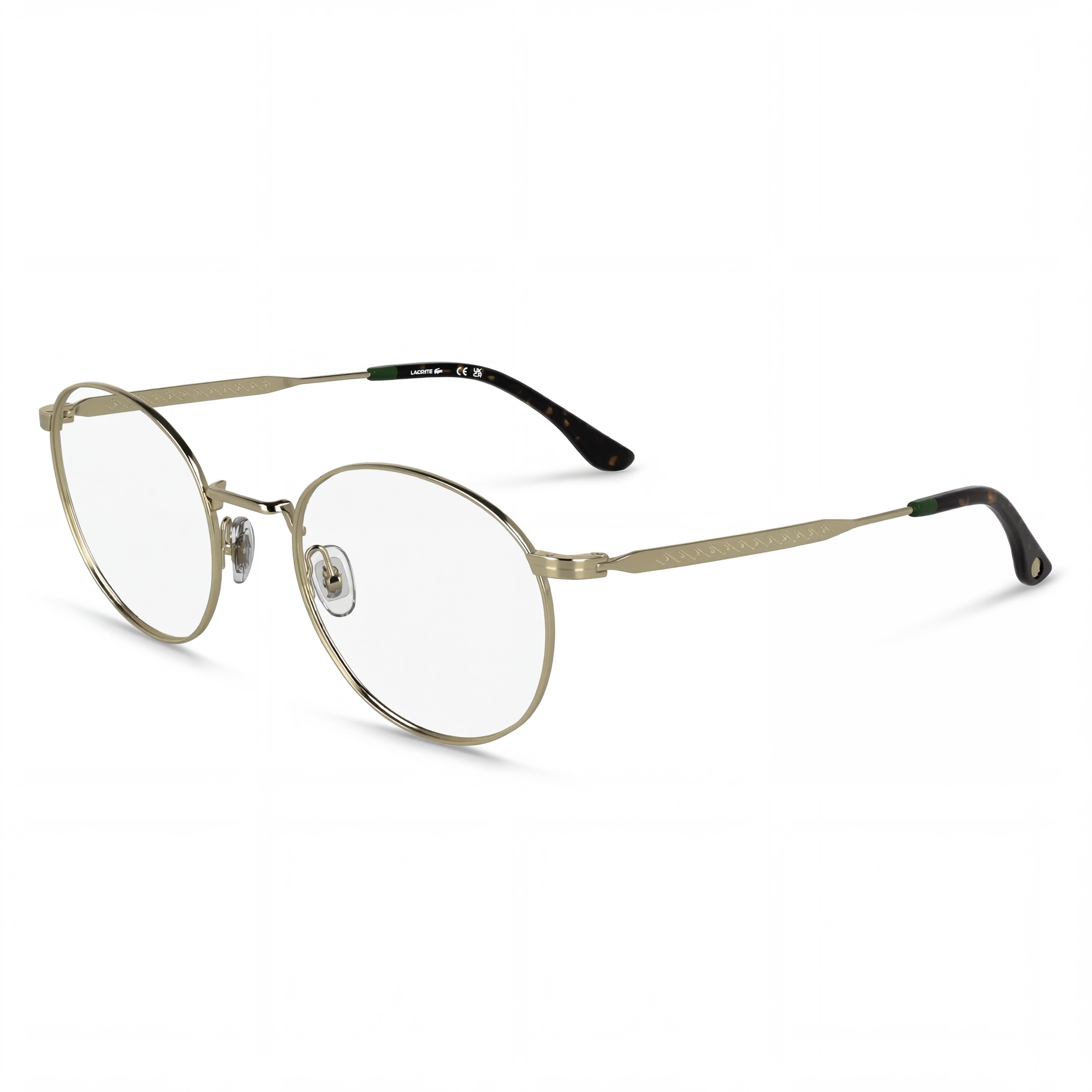 Lacoste L2308 Unisex Round Casual Full-Rim Metal Eyeglasses Gold Frame Transparent Demo Plastic Lenses 51-21-145, Photo 1