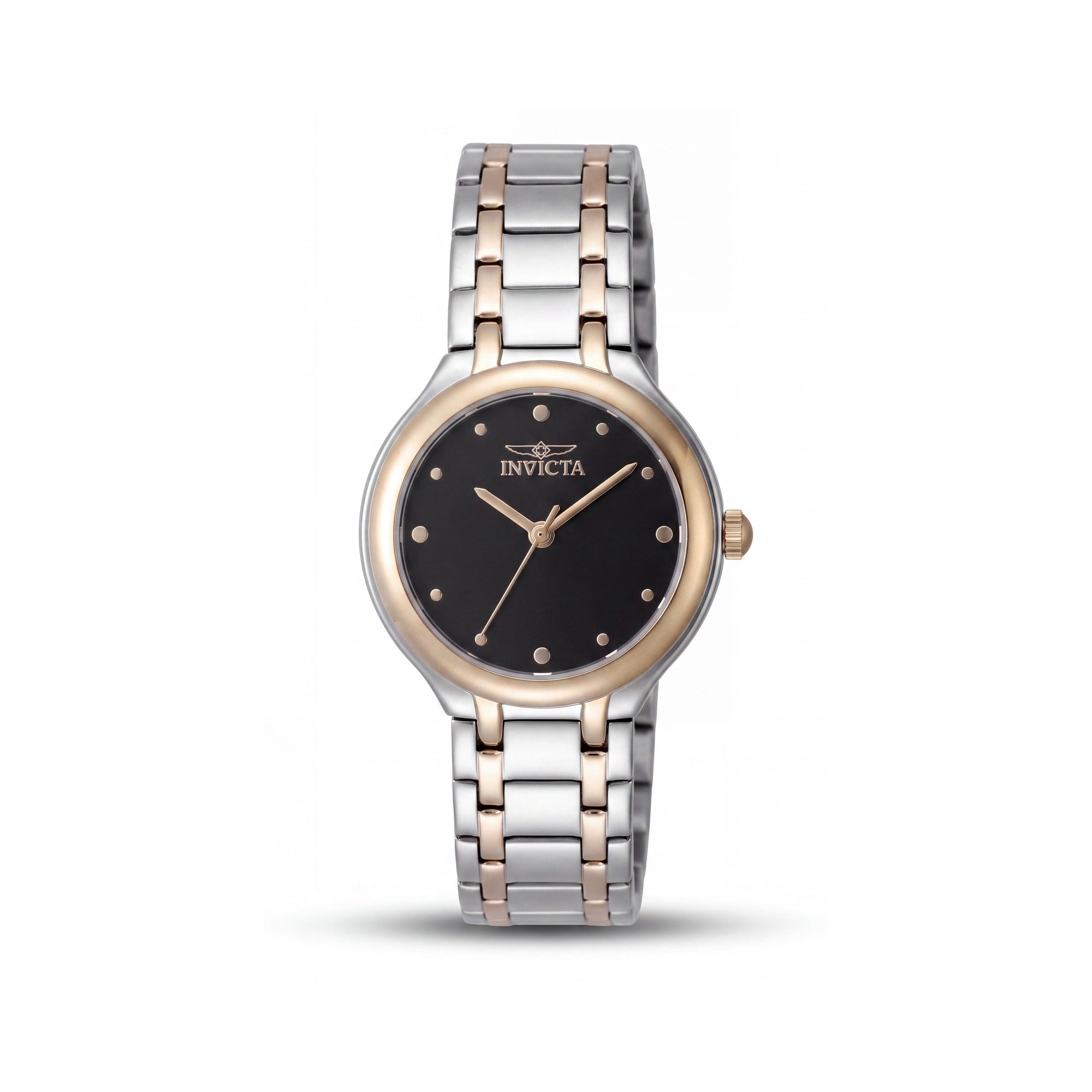 Invicta PC21J Women's 32mm Two Tone Black Stainless Steel Quartz Watch, Black Dial, 3 Bar Water Resistant, Photo 1