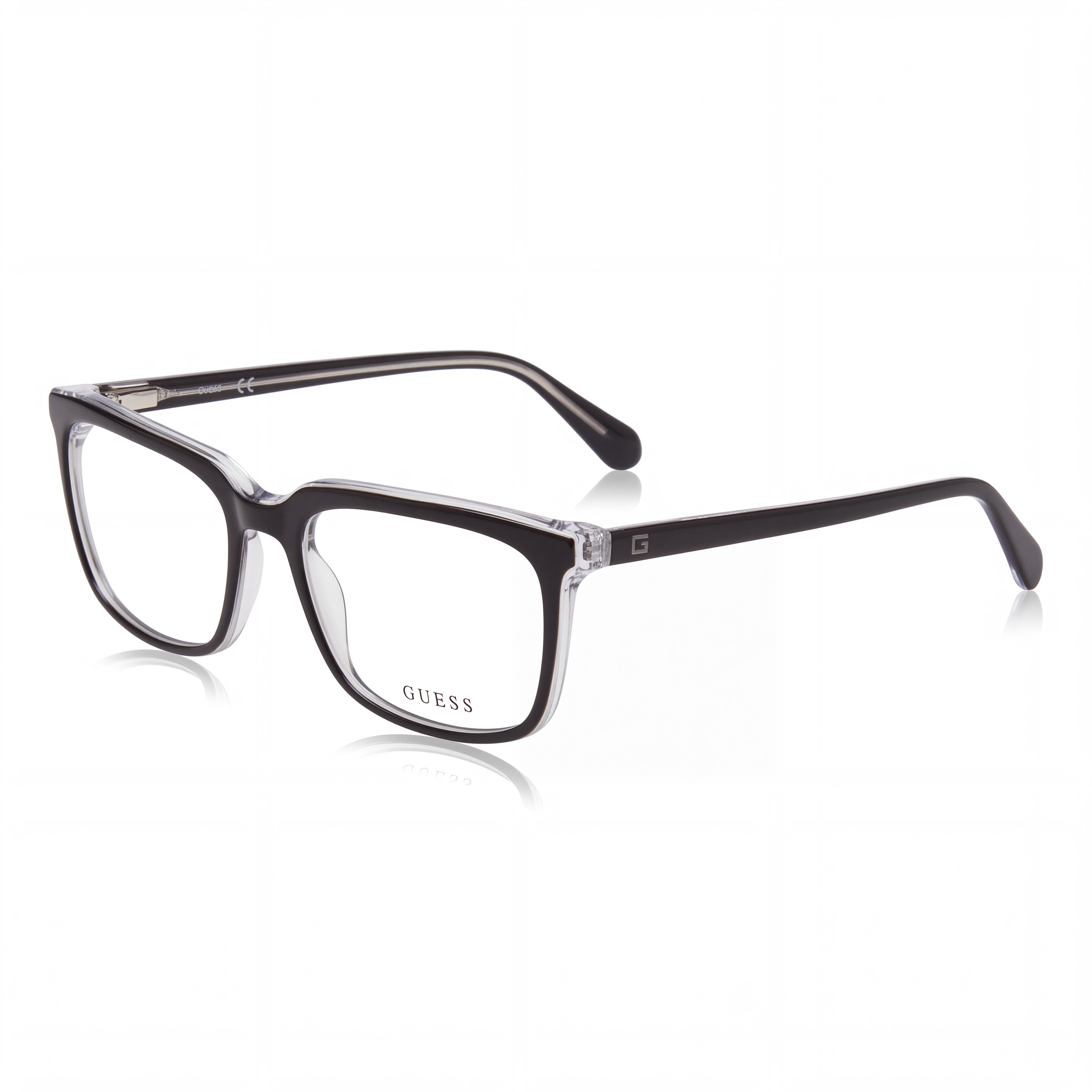 Gafas de sol GUESS Gu50063 negras, montura de plástico monocolor para hombre, lentes transparentes de policarbonato de 56-18-145mm, Photo 1