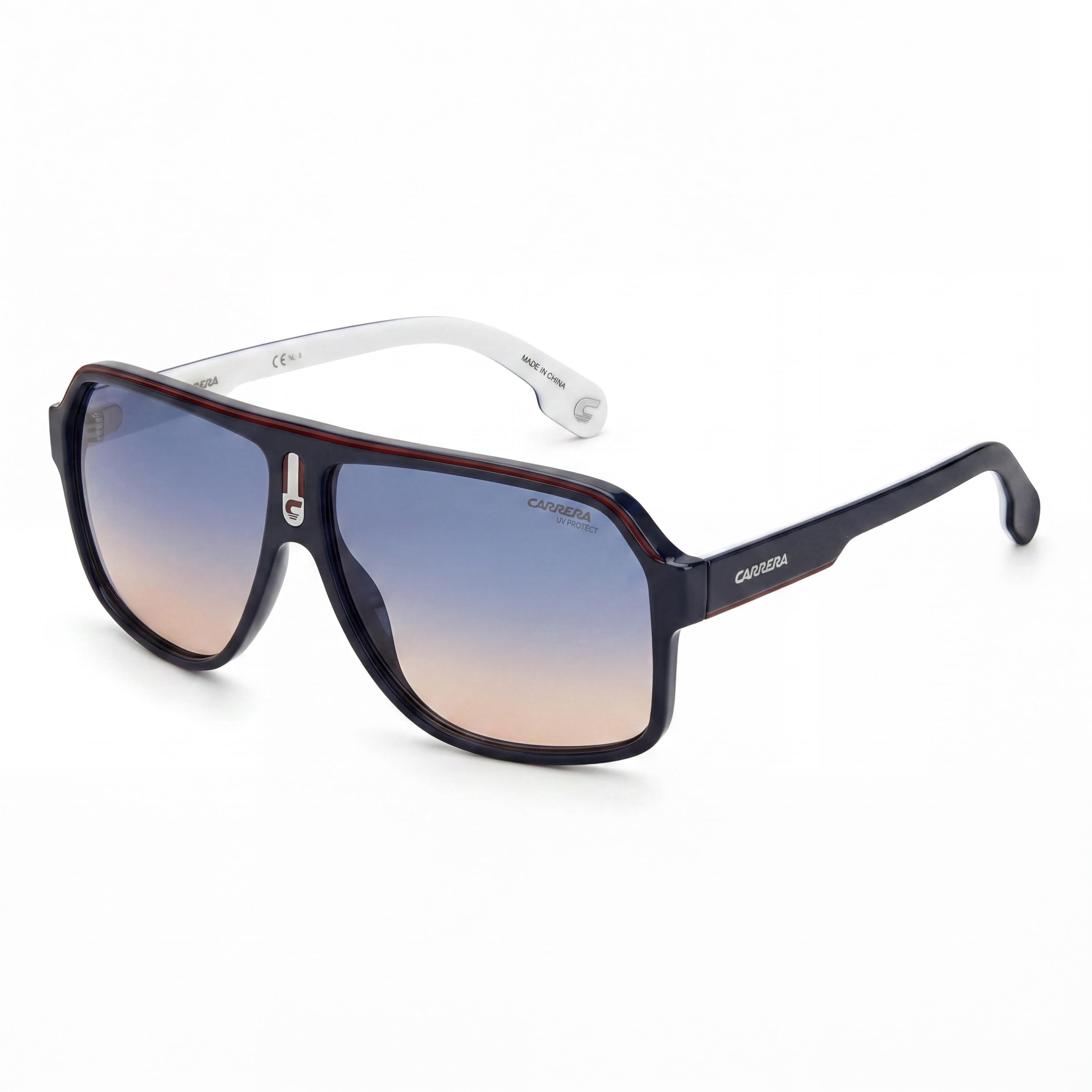 Gafas de sol unisex Carrera 1001/S de aviador de plástico, montura azul y roja con lentes multifocales grises, 62 mm, Photo 1