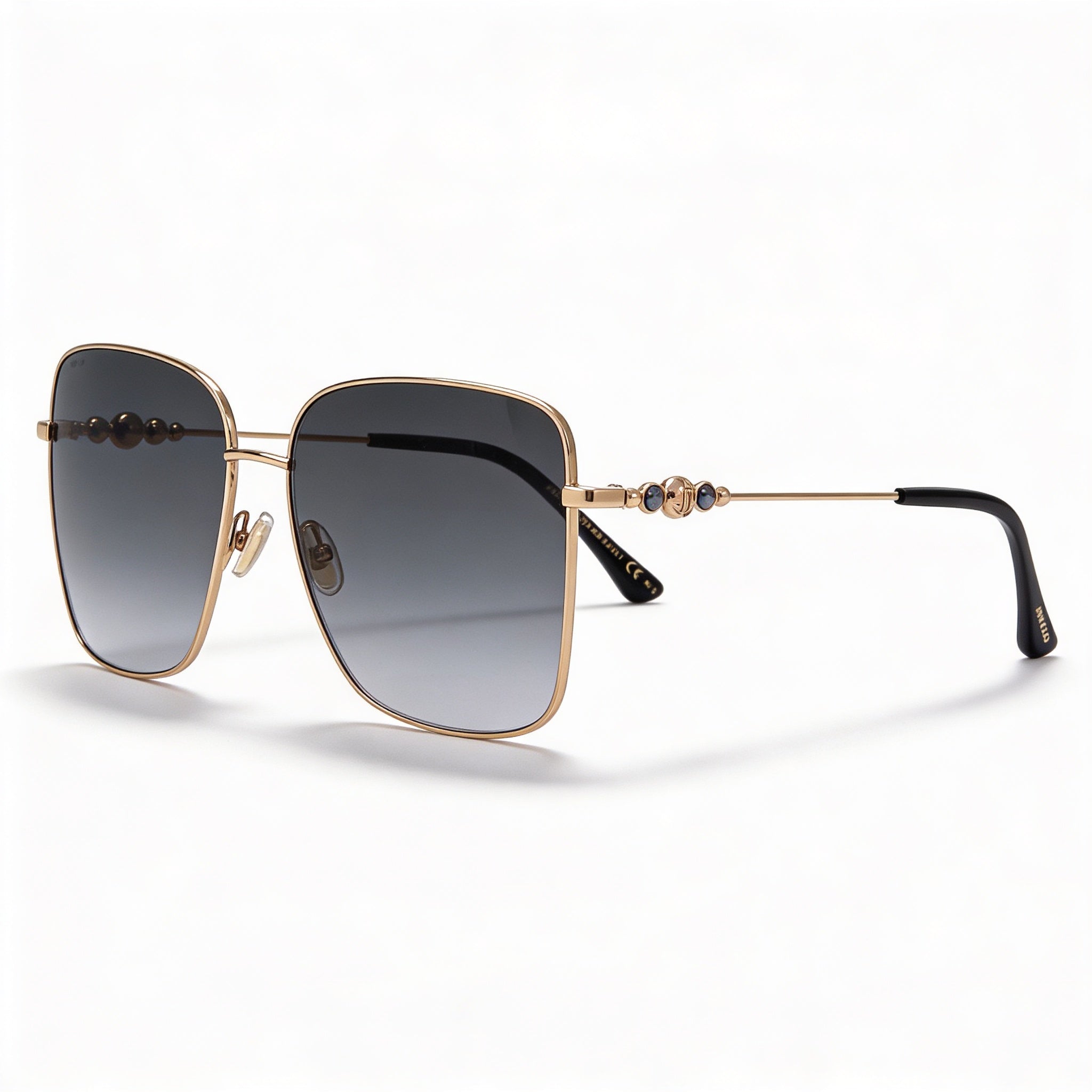 Jimmy Choo Hester/S - Gafas de sol cuadradas para mujer, de acero inoxidable, color negro, dorado, gris degradado, sin polarizar, con protección UV 100 %, 59 mm, Photo 1