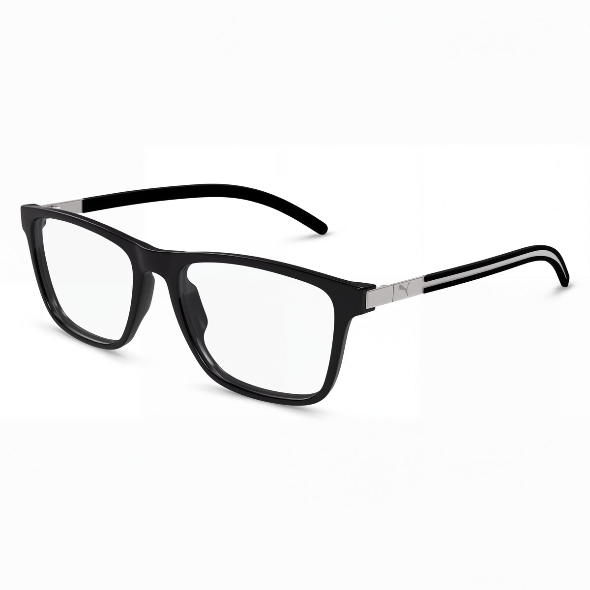 PUMA Pu0511o-001 Unisex Non- Acetate Eyewear Black, Transparent, Silver 56-18-140, Photo 1