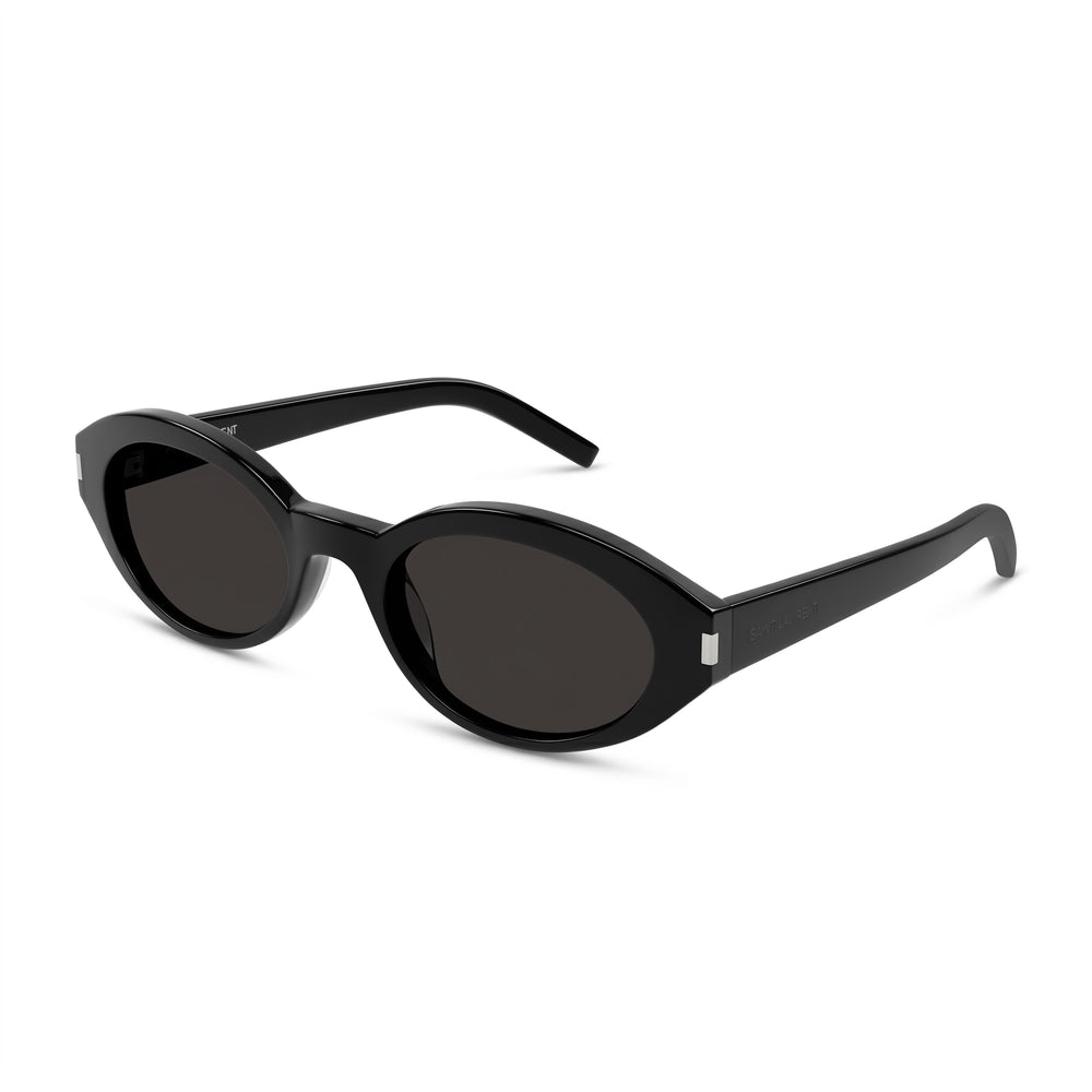 Gafas de sol Yves Saint Laurent SL 567-001 para mujer, redondas, de acetato negro, con forma de ojo de gato, 51 mm y protección UV