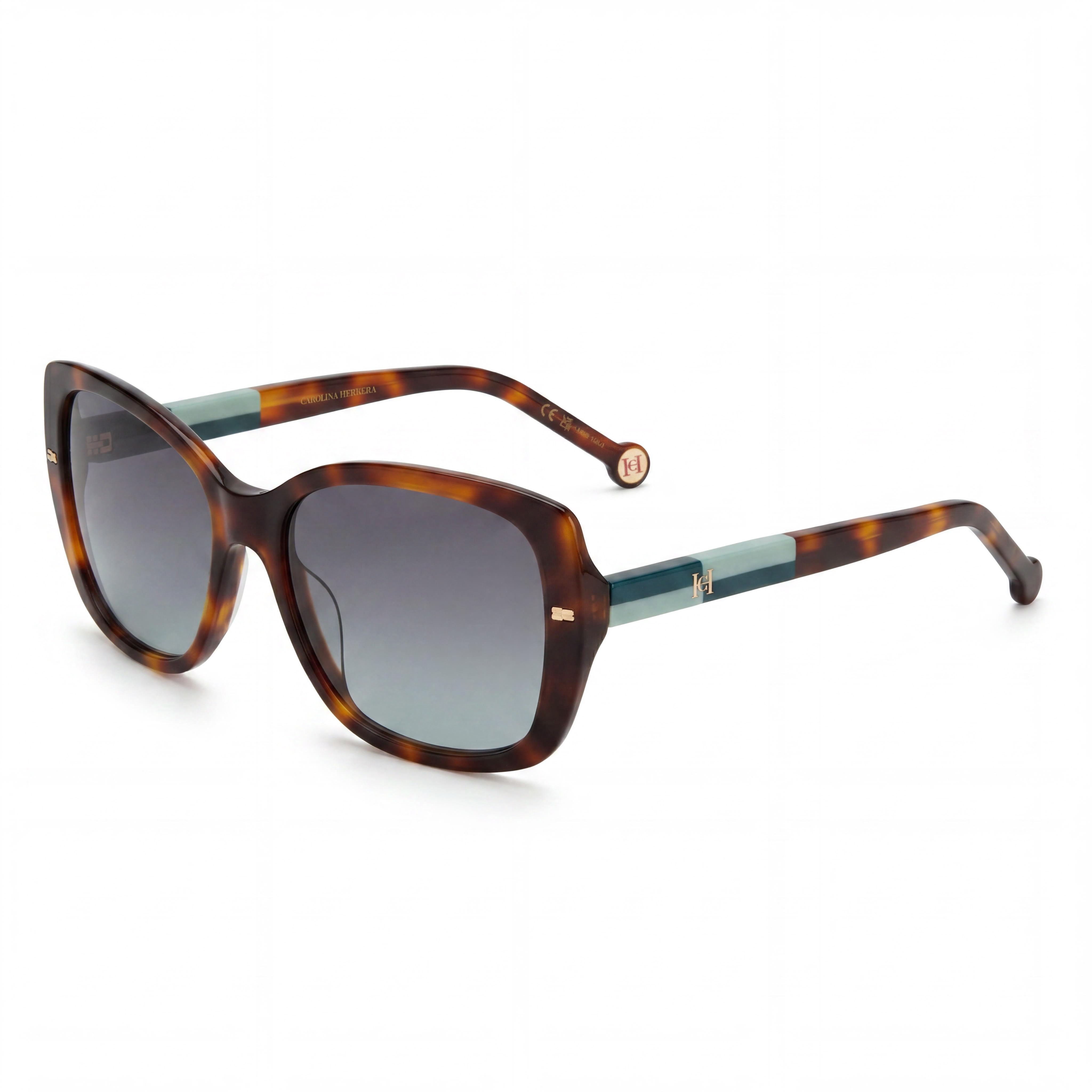 Gafas de sol Carolina Herrera Essential de acetato verde Habana para mujer, con lentes grises y verdes no polarizadas, 56 mm, Photo 1