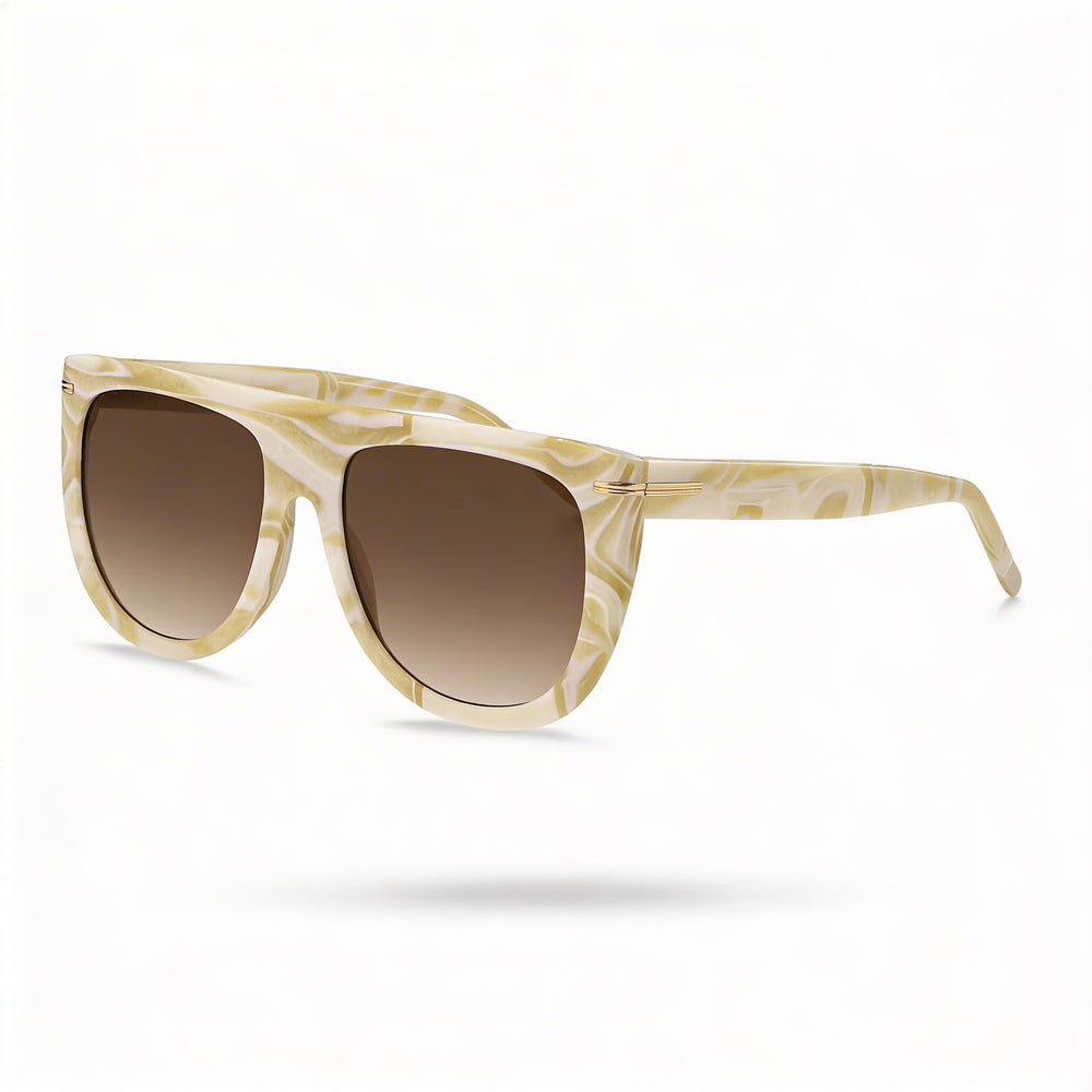 Hugo Boss Modern Women's Pearled Beige White Ecological Oil Frame UV Protection Sunglasses 56mm