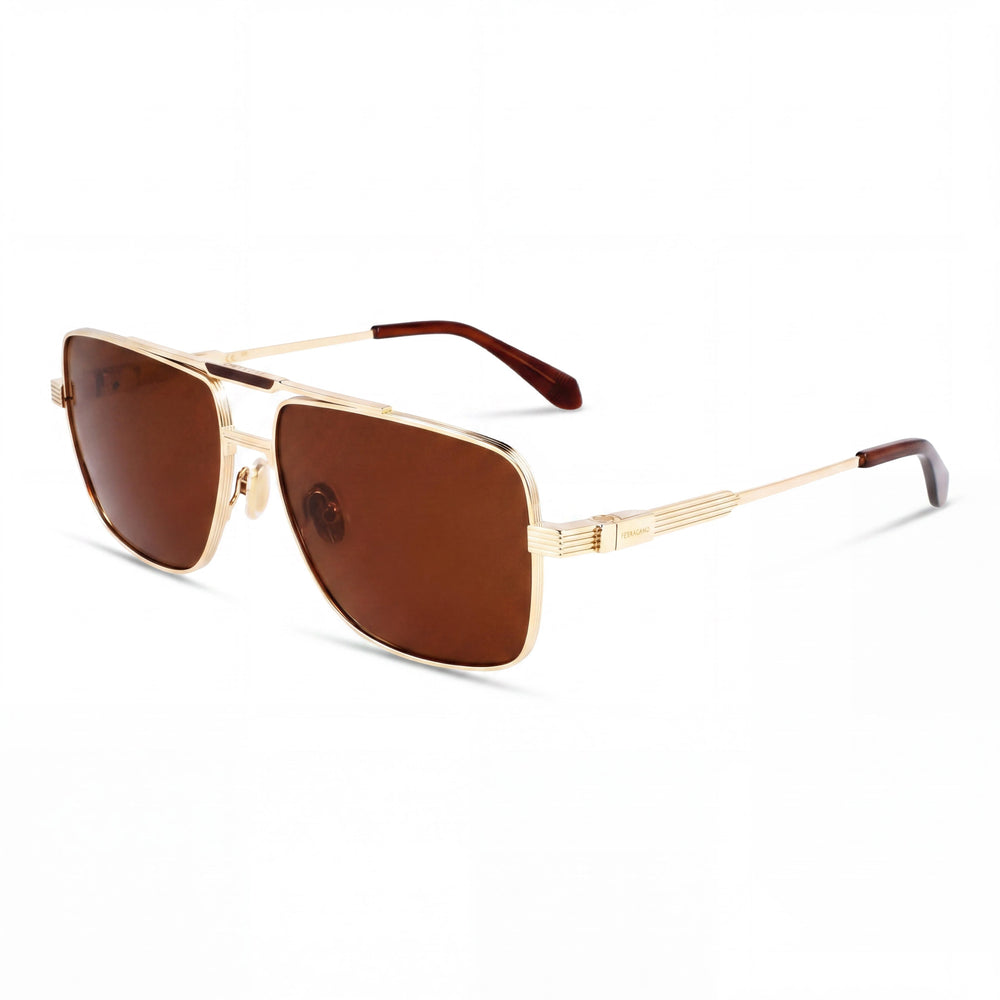Ferragamo Sf318sp Unisex Gold Titanium Frame Eyewear with Non- Lenses, 60mm Lens Width