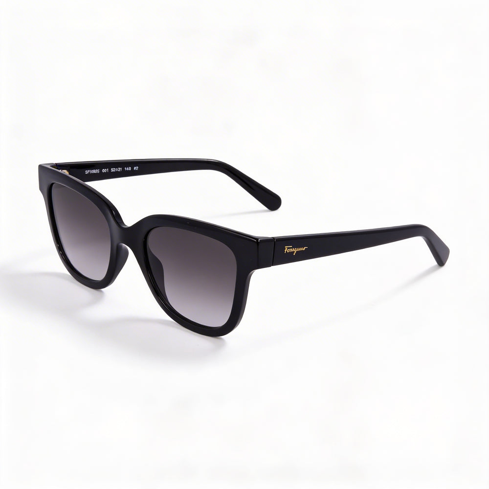 Salvatore Ferragamo SF1066S Women's Black Plastic Square Sunglasses, 52mm, 100% UV Non-Polarized Smoke Gradient