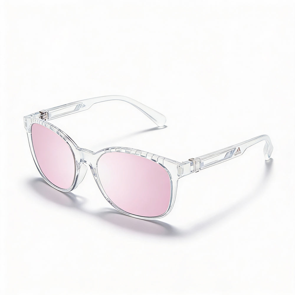 Gafas de sol unisex adidas SP0011 con montura de plástico cristal, lentes marrones espejadas no polarizadas, protección UV, 58 mm