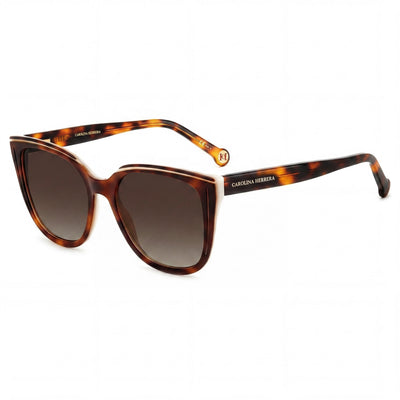 Carolina Herrera HER 0144/S Women's Cat-Eye Acetate UV Protection Sunglasses 53mm Havana White Frame Brown Shaded Lenses