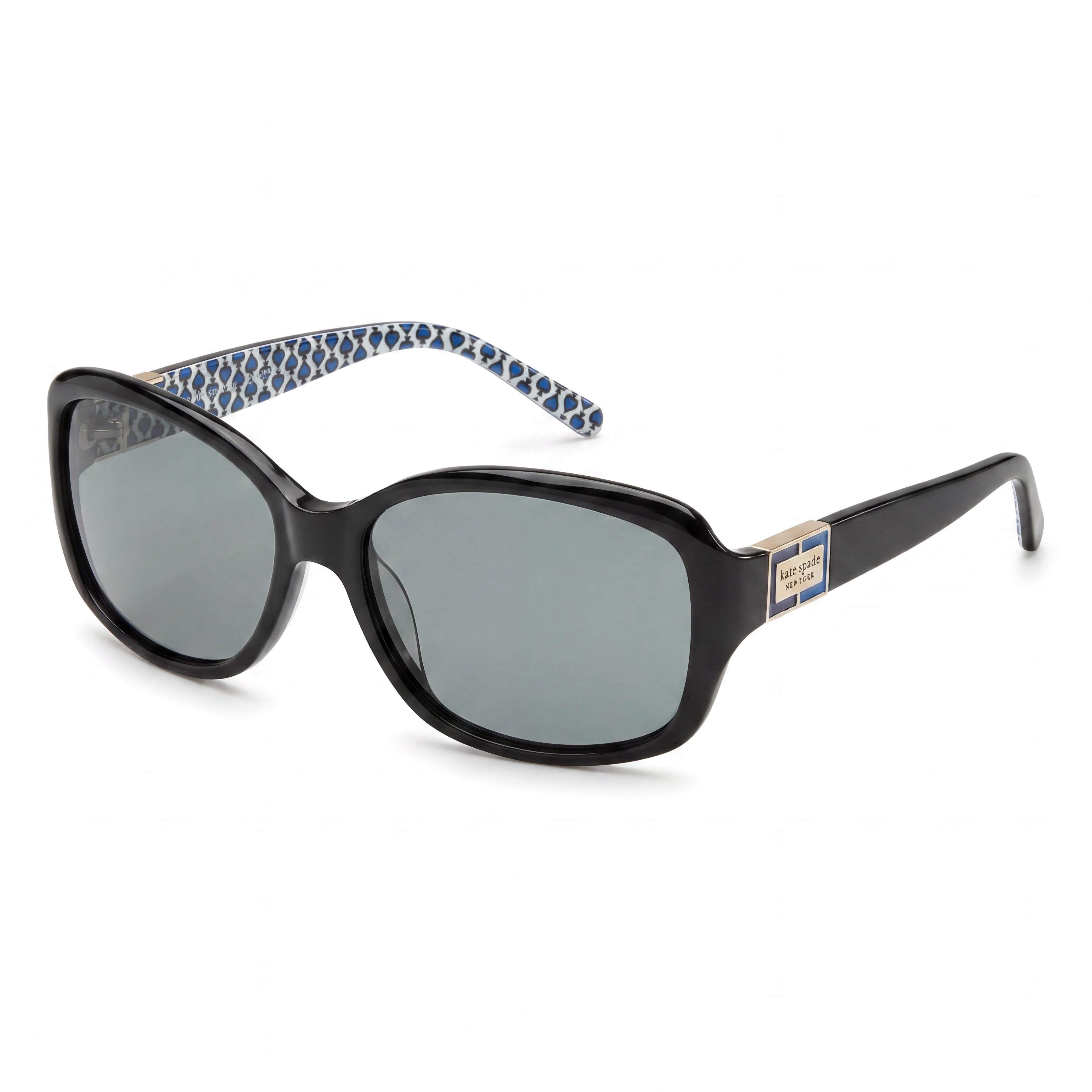 kate spade new york Annika/P/S Gafas de sol de mariposa polarizadas de acetato para mujer 100% UV, montura negra y azul, lente gris 56 mm, Photo 1