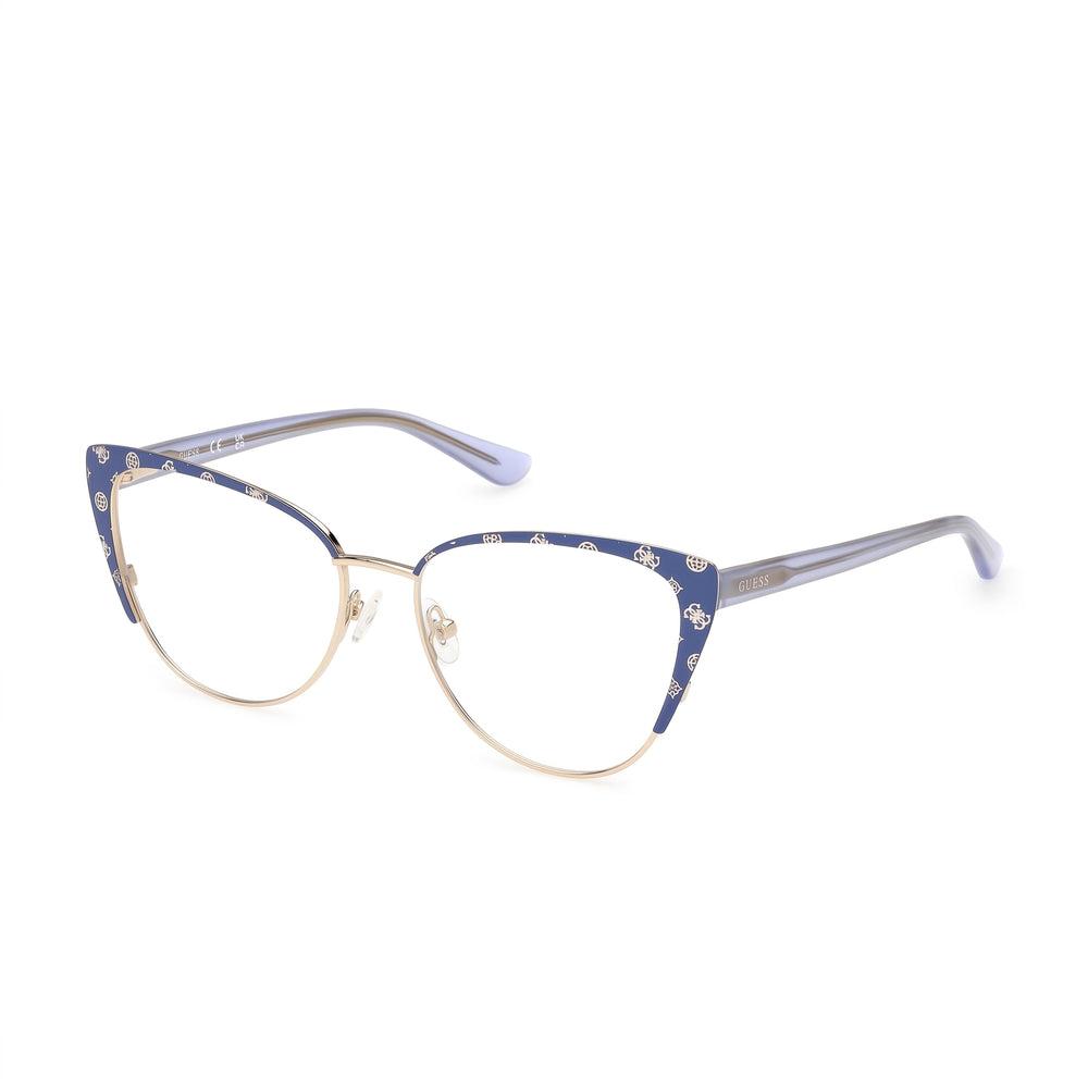 GUESS Gu50121 Women's Metal Cat Eye Polarized Sunglasses, Matte Blue & Shiny Blue Frame, Multicoloured Lenses, 55mm