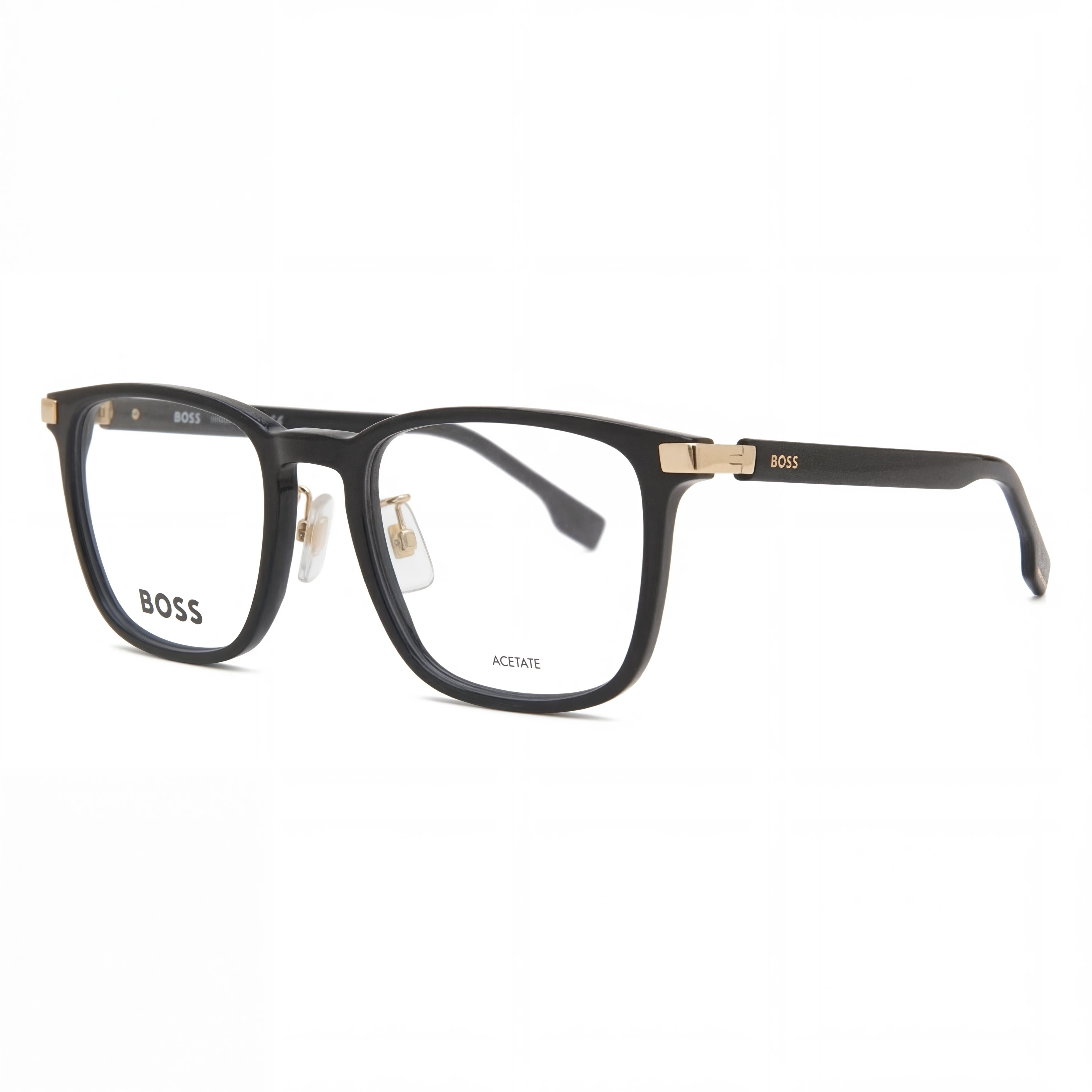 Hugo Boss Audio Systems Boss 1408/F Unisex Square Plastic Full Rim Eyewear Black Gold Lens Width 54mm, Photo 1