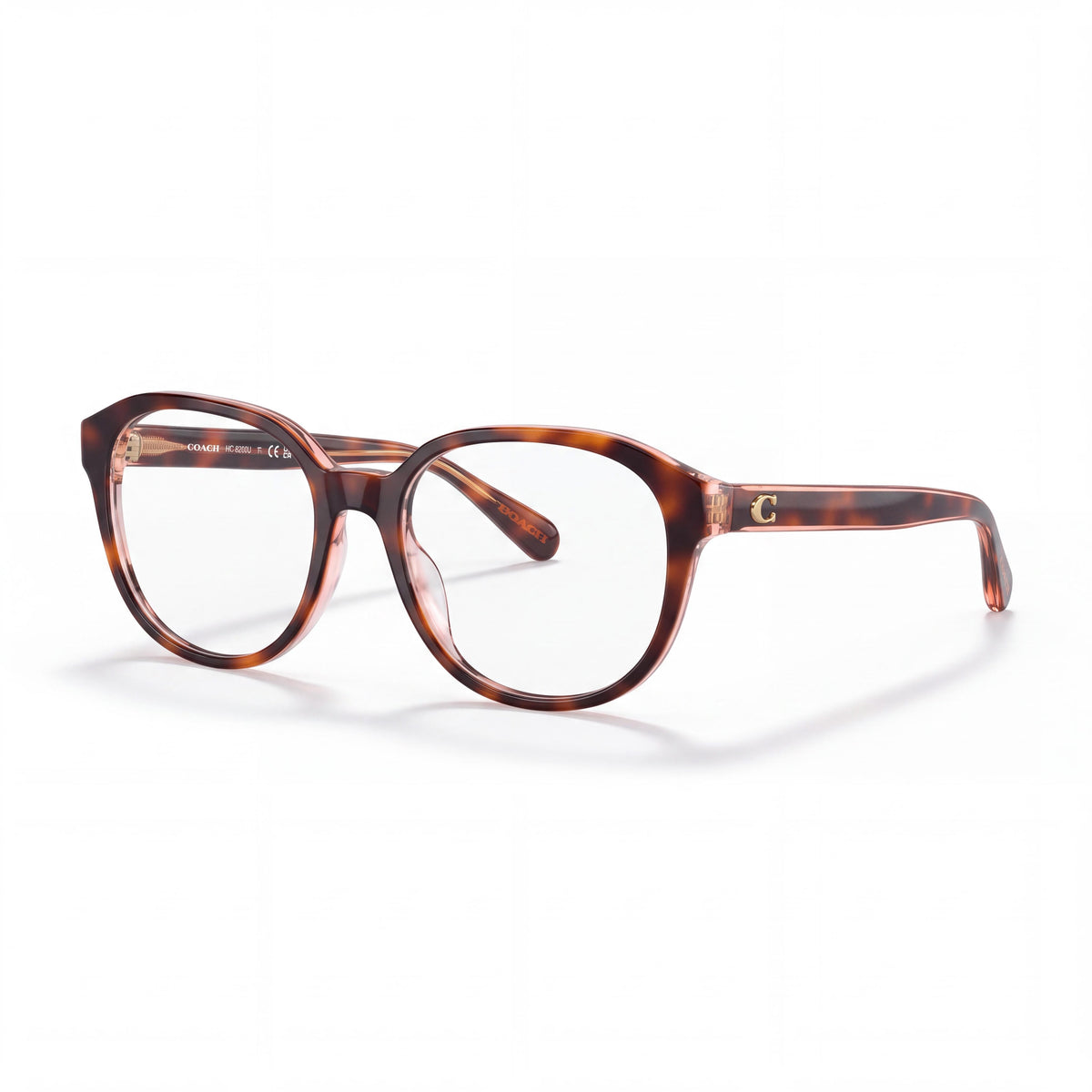 Coach Hc6209u Women's Round Tortoise Transparent Pink Plastic Eyeglasses 50-18-140mm, Photo 1