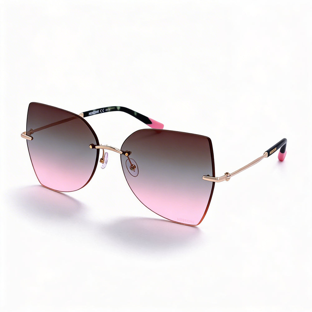 Gafas de sol Missoni Casual para mujer, de metal dorado, con protección UV y lentes de doble tono gris marrón de 60 mm