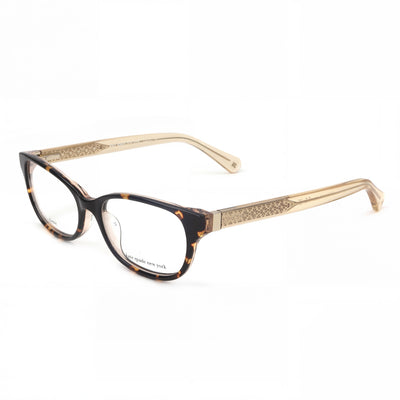 Kate Spade New York Modern Women's Dark Havana Acetate Rectangle Frame with Havana Lenses Eyeglasses 50mm