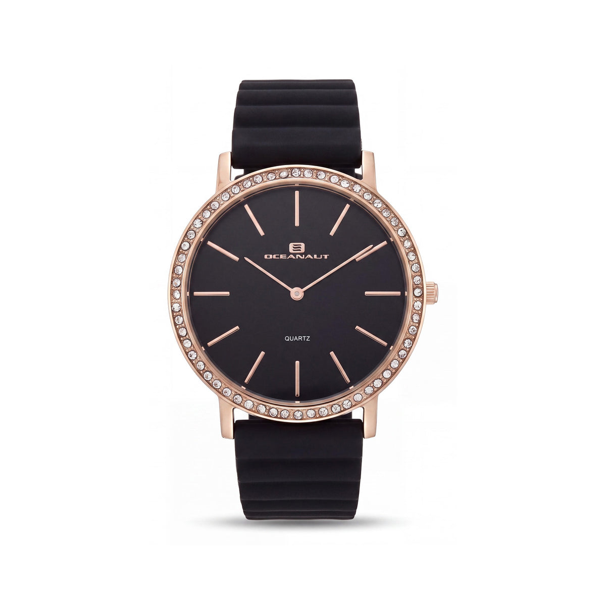 Oceanaut Quartz Movement Women's Watch with Black Case, Black Dial, and Crystal-Embellished Bezel, Photo 1