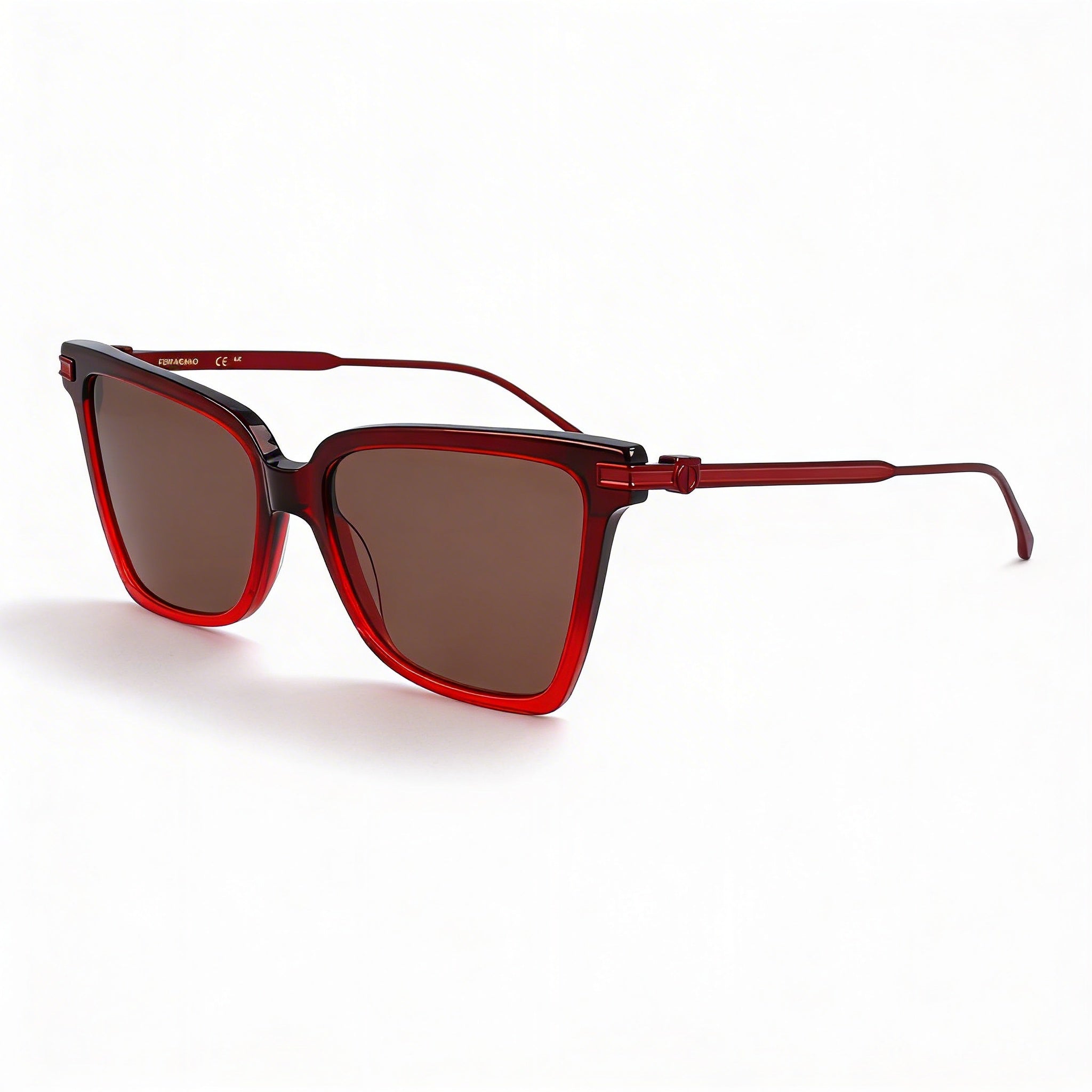 Ferragamo Sf2036s Unisex Butterfly Acetate Frame Sunglasses Gradient Transparent Dark Red 56mm, Photo 1