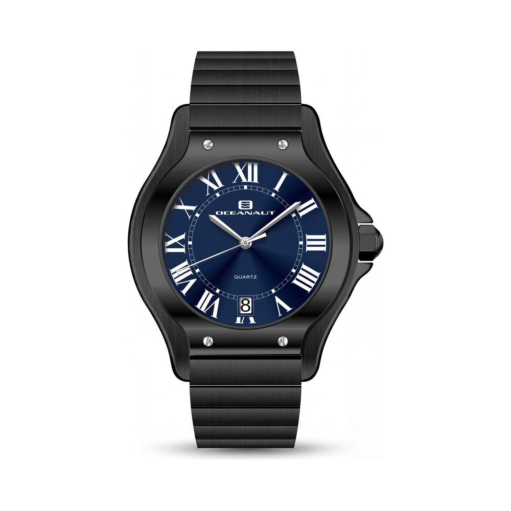 Reloj Oceanaut para mujer con movimiento de cuarzo, esfera azul, caja de acero inoxidable, pulsera, resistente a arañazos y resistente al agua.