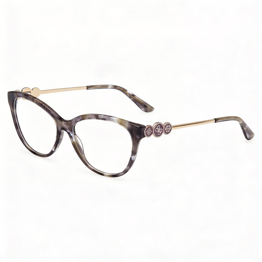 Guess Classic Modern Unisex Eyeglasses with Plastic Frame in Grey Havana, Polycarbonate Lenses, 53-16-140mm Size