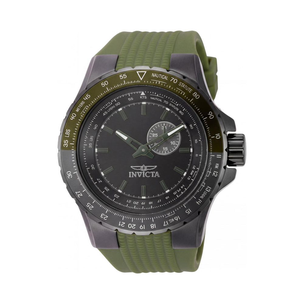 Invicta Aviator 49733 Men's Quartz Wrist Watch with Black Dial and Silicone Strap, 50mm Case