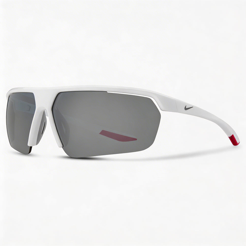 Nike Gale Force Unisex Sport Wrap Semi-Rimless Plastic Sunglasses White Wolf Grey Silver Flash 71mm