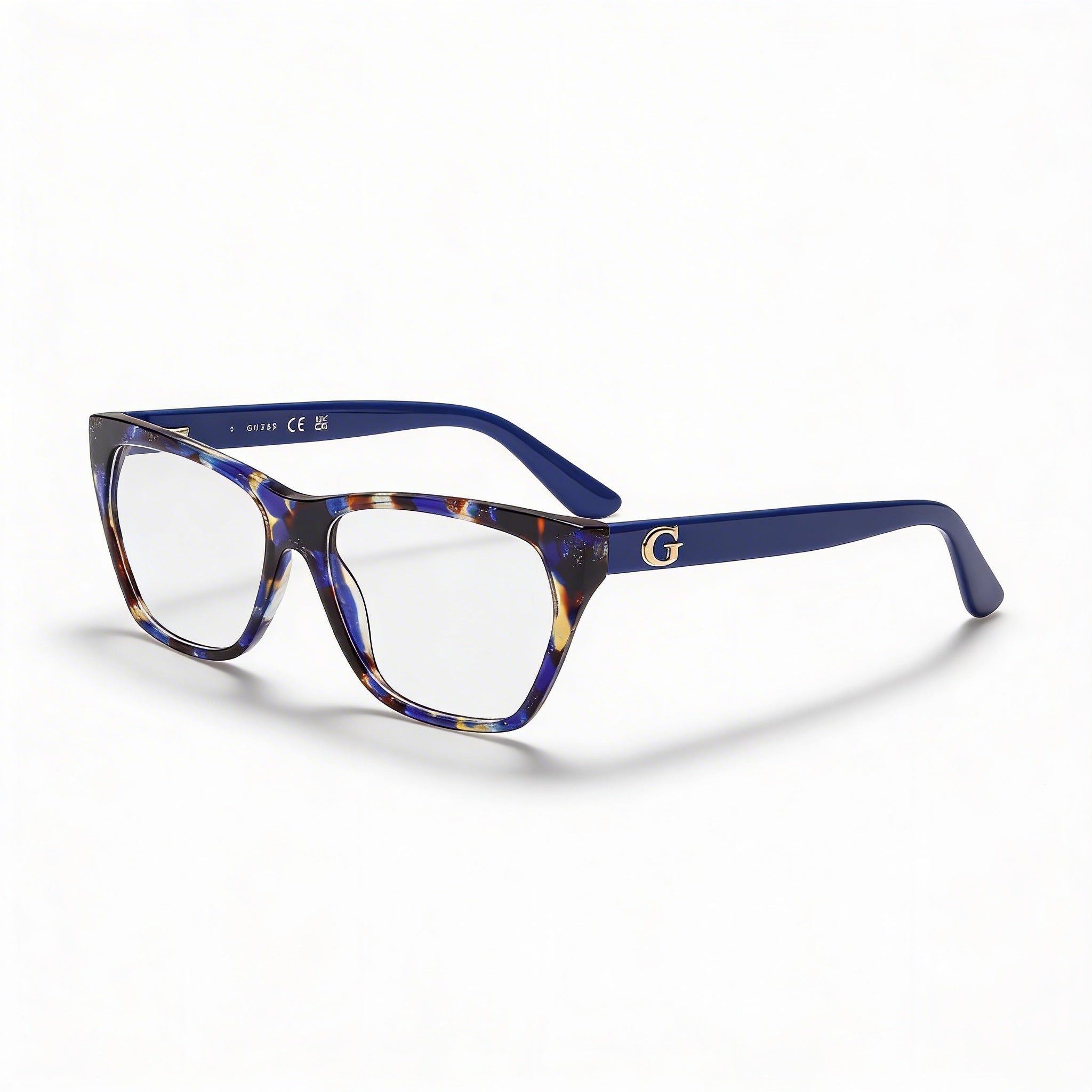 GUESS Gu50234 Women's Plastic Frame Shiny Blue Havana Non- Polycarbonate Eyeglasses 54mm, Photo 1