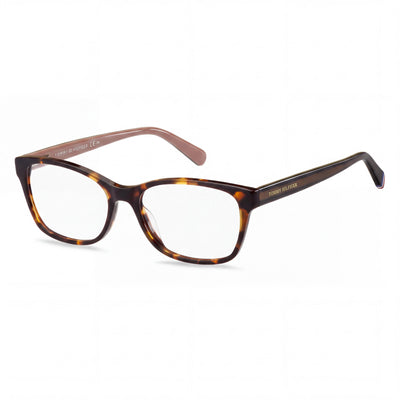 Monturas ópticas rectangulares de plástico para mujer Tommy Hilfiger Df-th 2008 para lentes graduados, Havana, ancho de lente de 52 mm