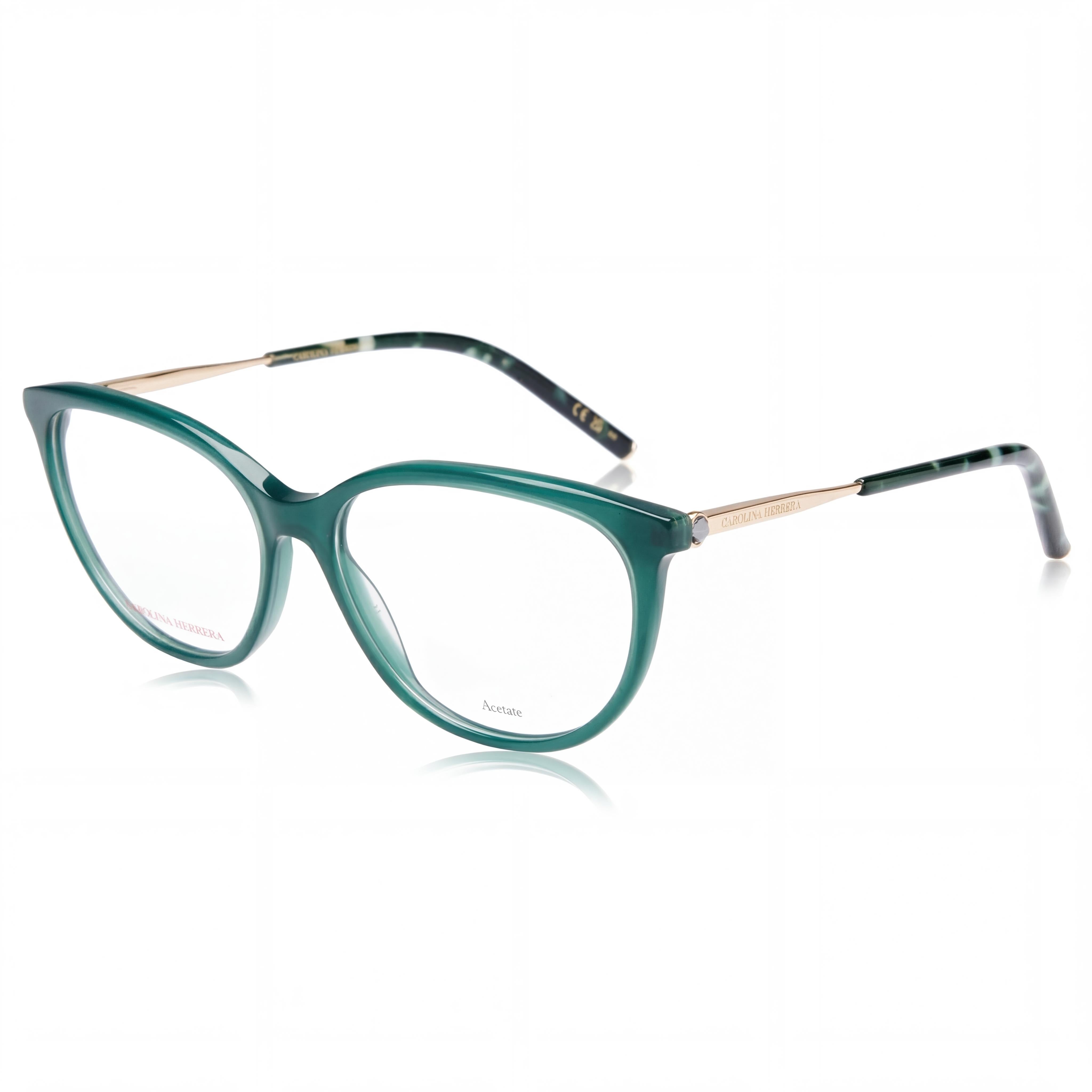 Carolina Herrera Her 0196 Gafas para mujer, montura de plástico verde, lentes transparentes no polarizadas, 55-15-145, Photo 1