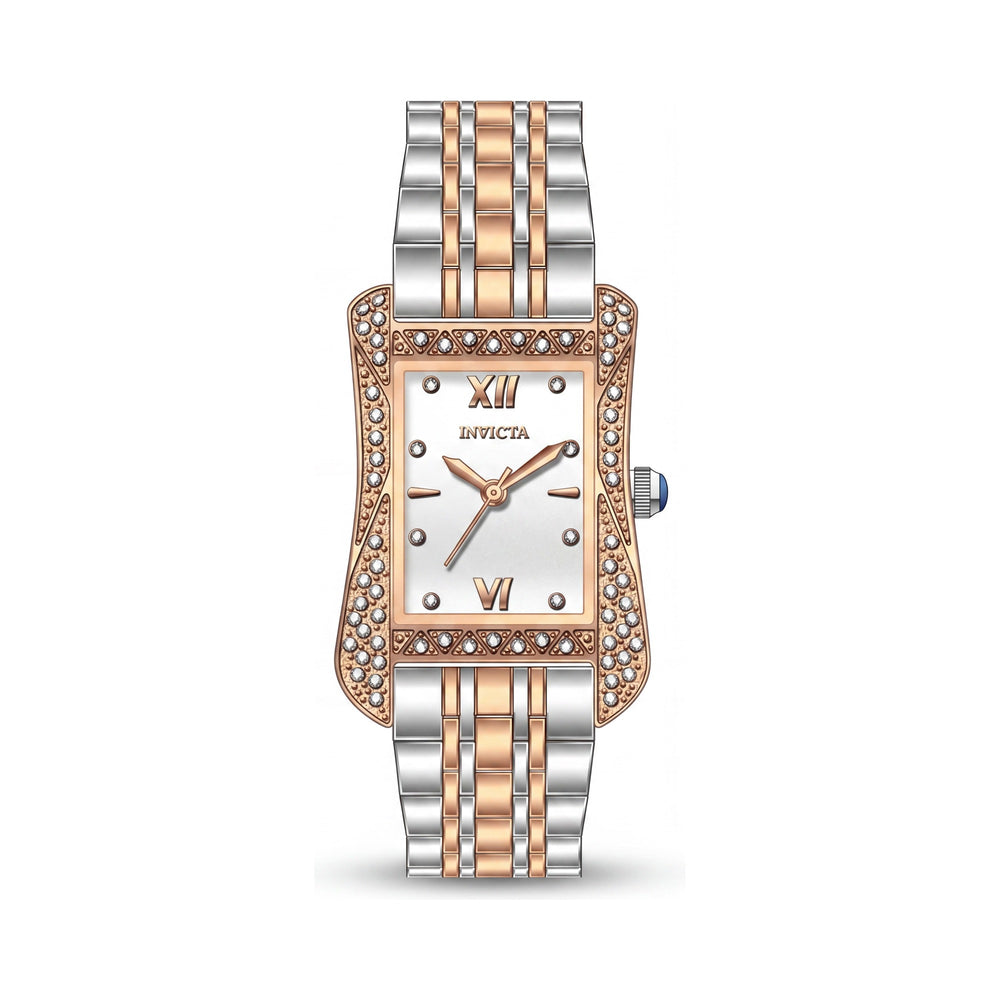 Reloj Invicta Wildflower 69274 de cuarzo de acero inoxidable de 26 mm con esfera plateada y resistencia al agua de 3 ATM para mujer