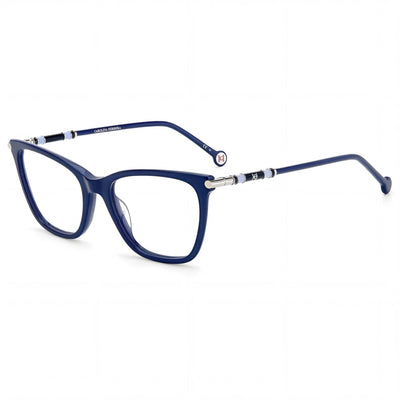 Carolina Herrera CH 0028 Women's Blue Acetate Cat Eye Polarized Sunglasses with Transparent Polycarbonate Lenses 53-18-145
