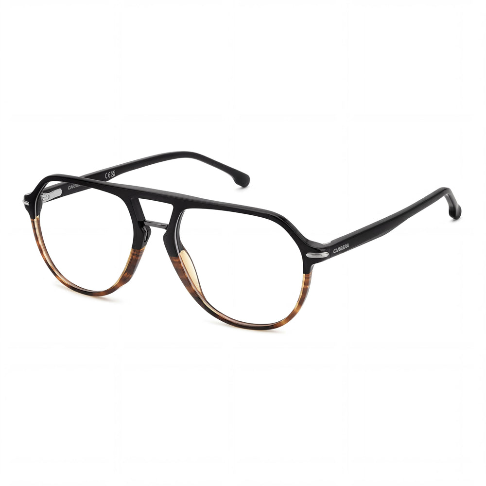 Gafas ópticas Carrera Classic unisex con montura de plástico negro con diseño de cuerno y lentes multicolor, talla 55-17-145