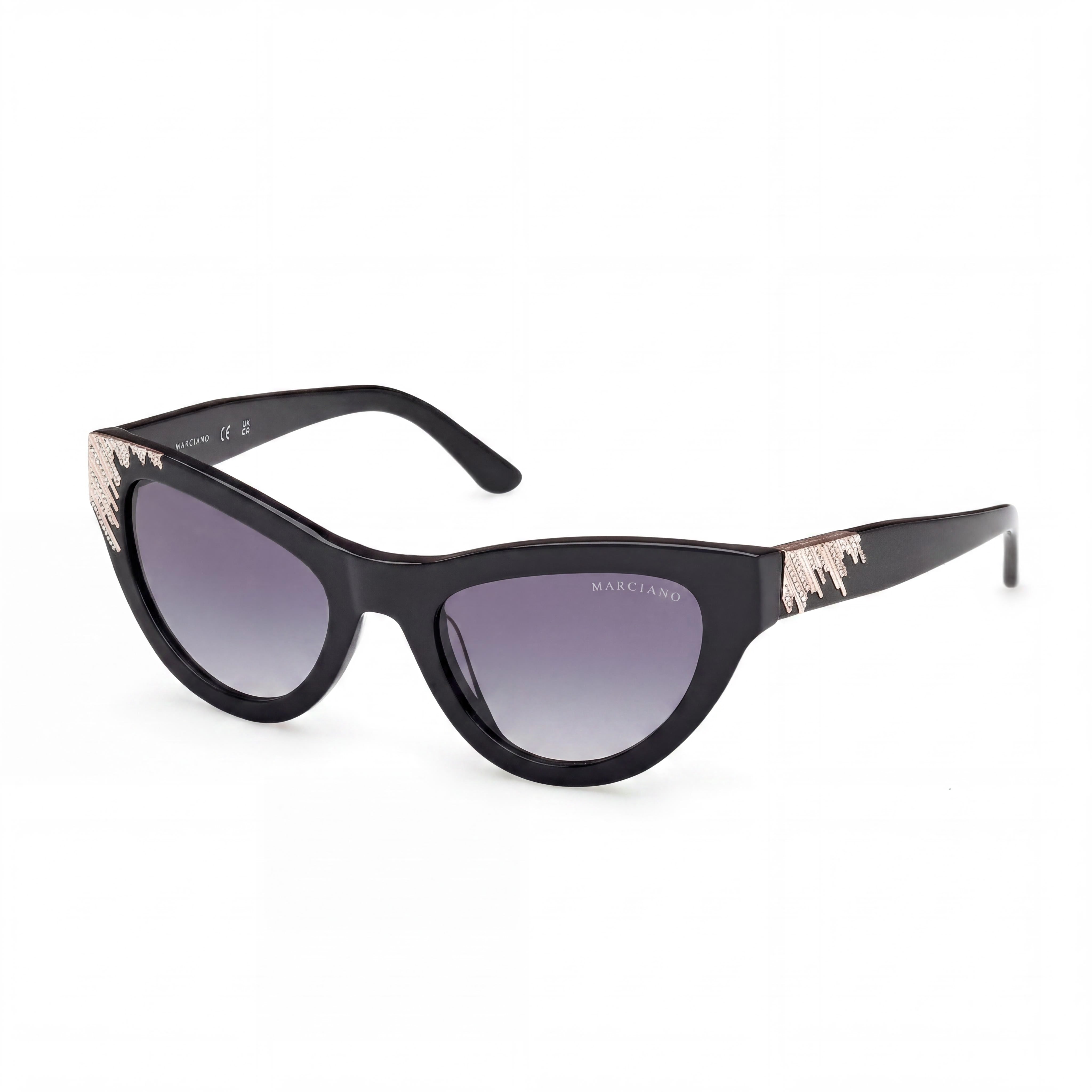 GUESS by Marciano Gm00025 Women's Black Plastic Frame, Black Polycarbonate Non-Polarized Sunglasses 53-21-140, Photo 1
