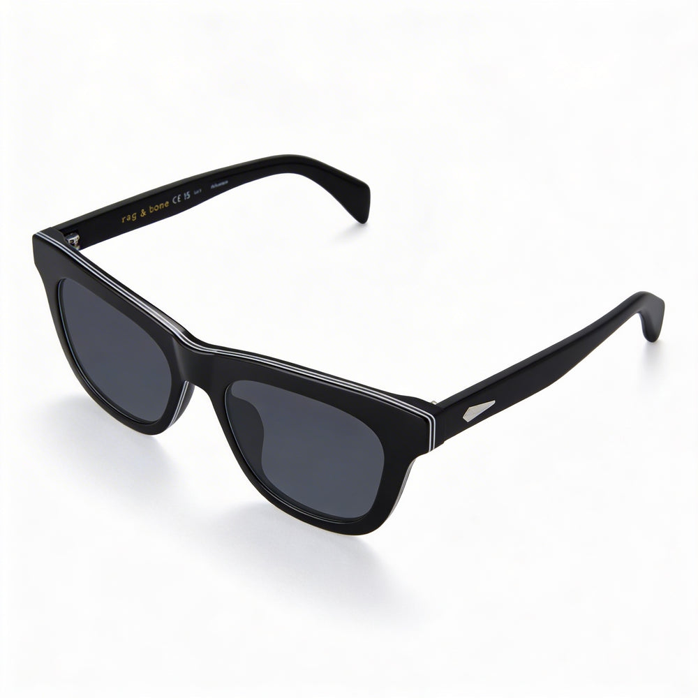 Rag & Bone RNB1086S Casual Unisex Black Ecological oil Grey Lens Sunglasses 52-19-145