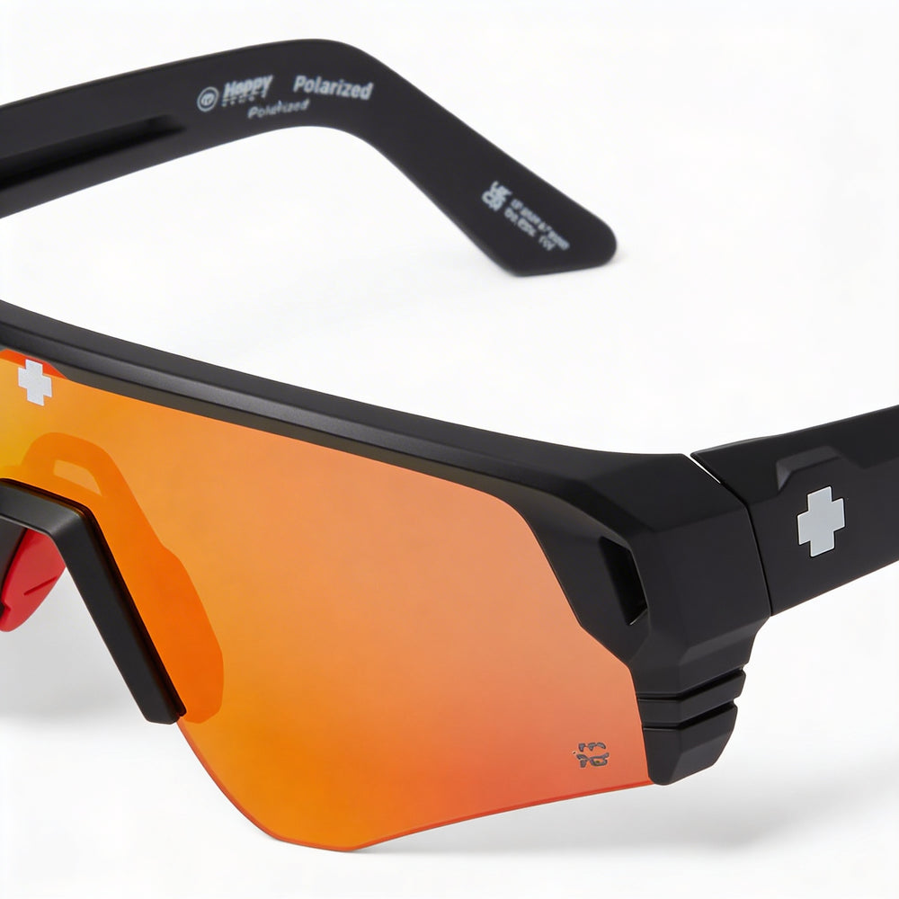 Spy Monolith Speed Unisex Matte Black Happy Boost Polar Orange Mirror UV Protected 142mm Sunglasses