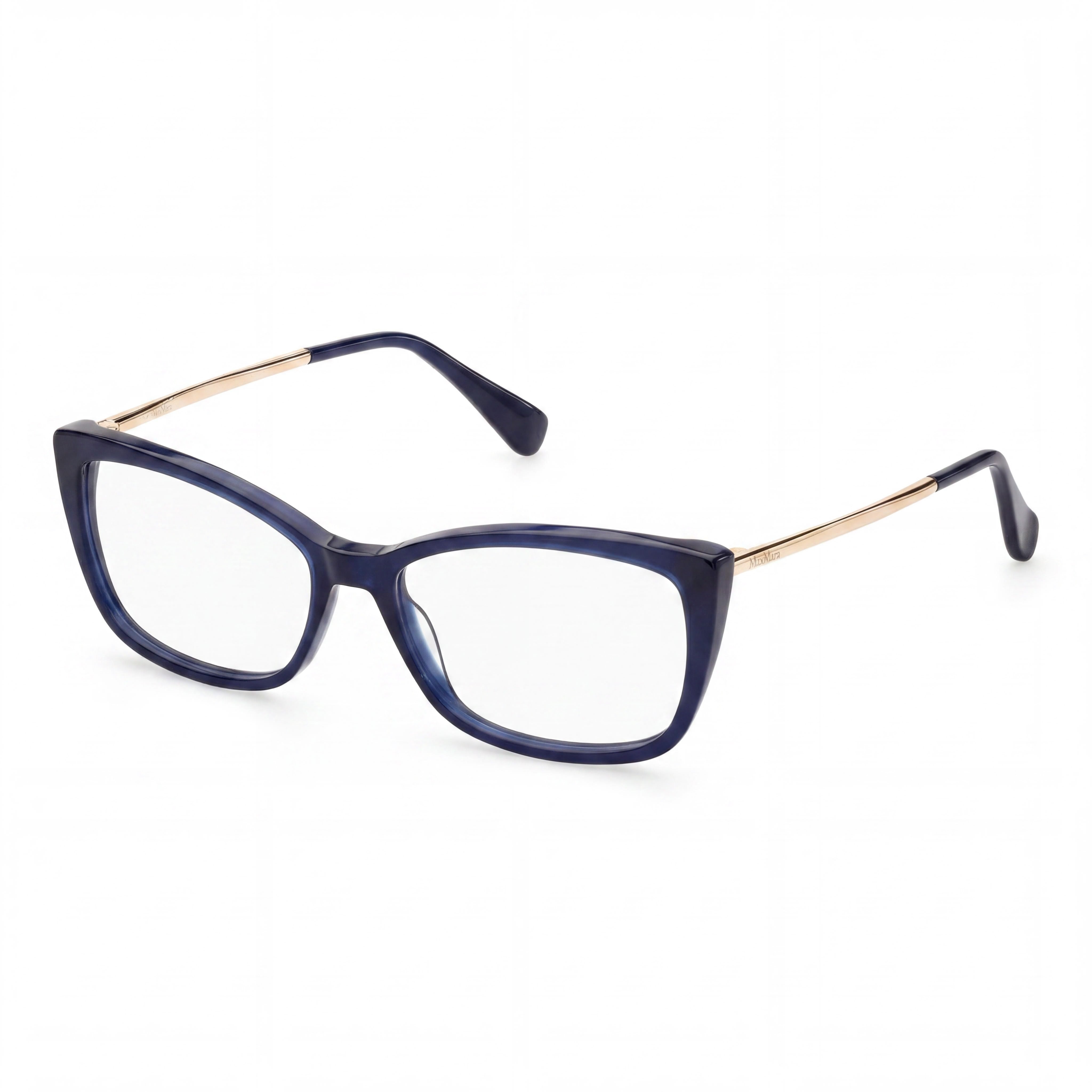 MaxMara Modern Collection Women's Shiny Blue Plastic Frame Eyeglasses 54mm Lens Width, 15mm Bridge, 140mm Temple Length, Photo 1