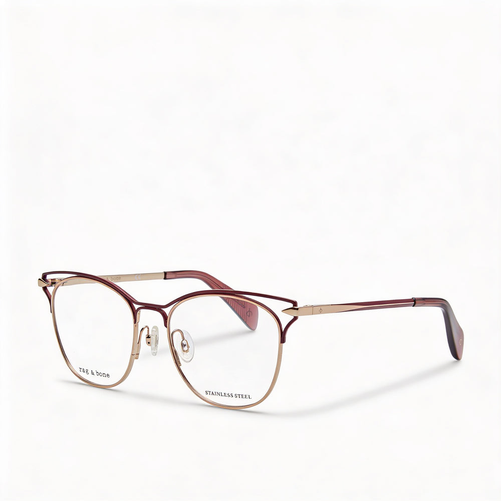 Gafas de sol modernas Rag & Bone para mujer, montura de acero de aleación de oro rojo, lentes de policarbonato de 51 mm
